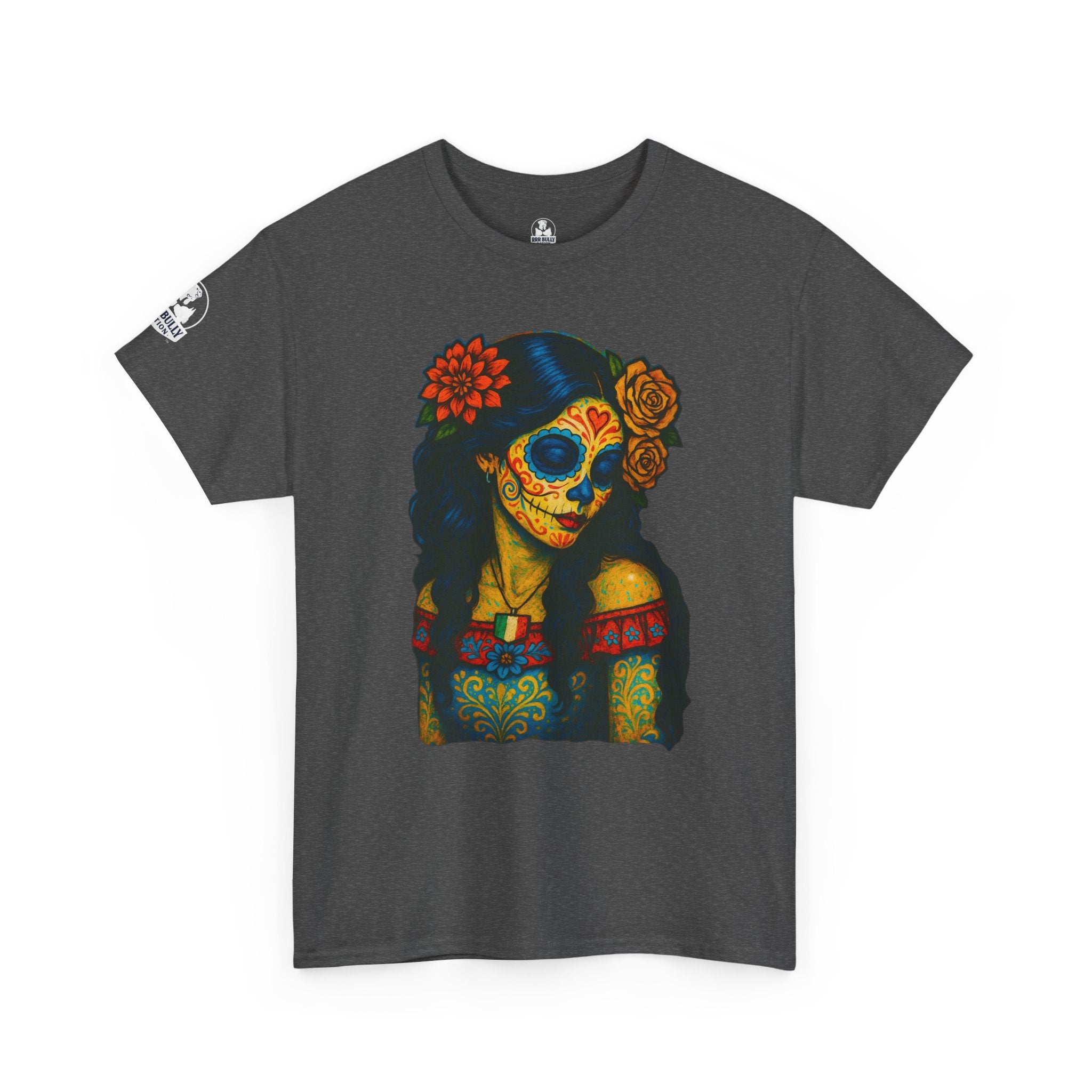 Sugar Skull Woman Shirt, Day of the Dead Graphic Tee, Colorful Skull Art Shirt, Dia de los Muertos Gift, Gothic Art T-Shirt, Unisex Cotton Tee