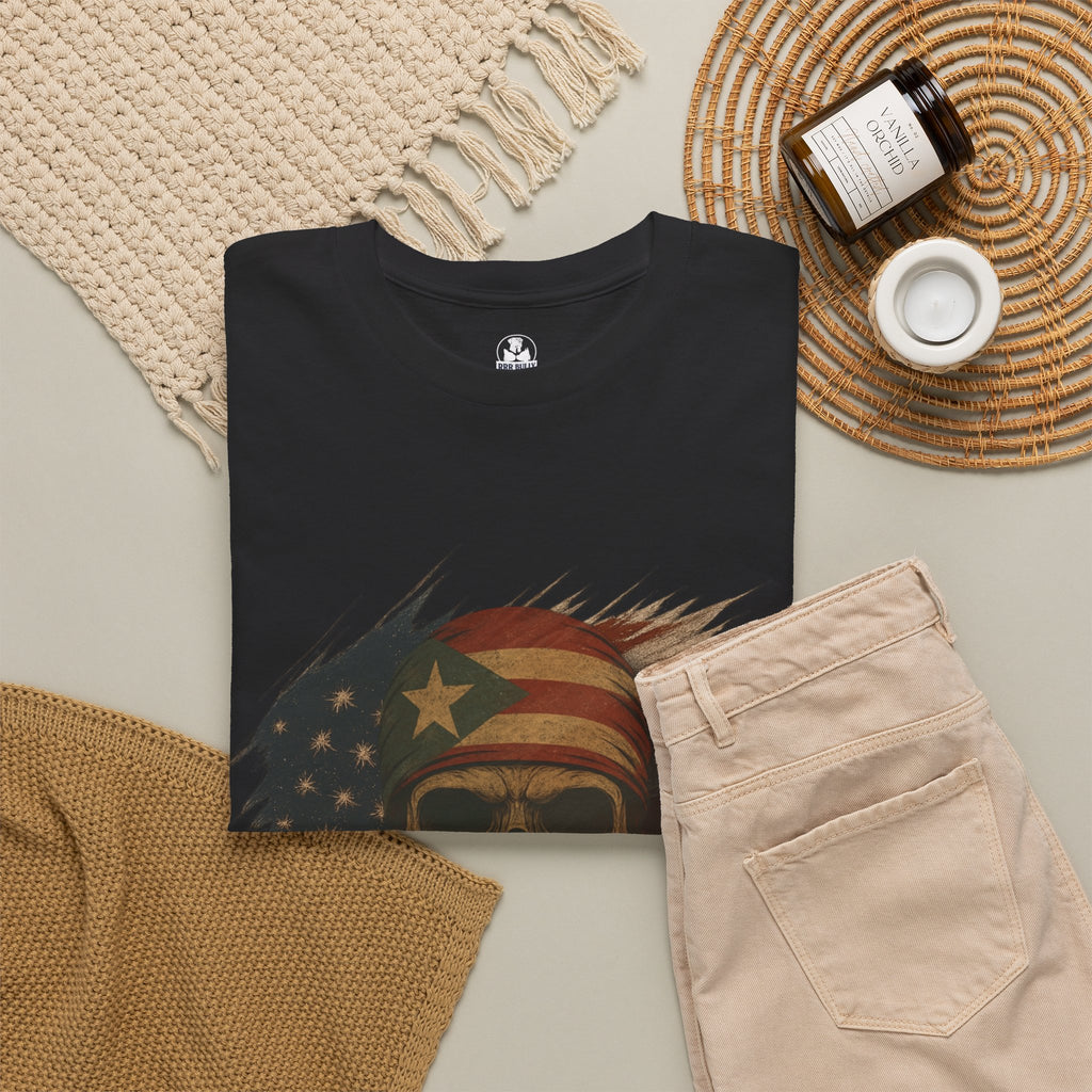 Hasta La Muerte™ Puerto Rican Skull T-Shirt, Boricua Pride Graphic Tee, Puerto Rico Flag Shirt, Heritage Apparel, Unisex Cultural Streetwear