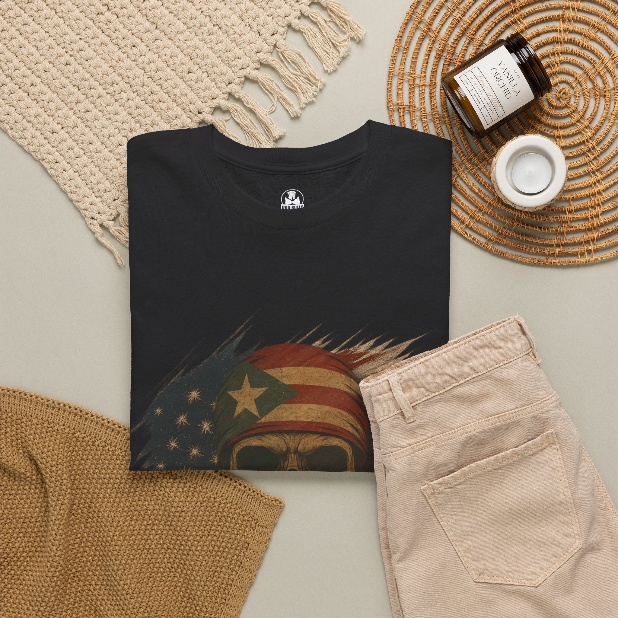 Hasta La Muerte™ Puerto Rican Skull T-Shirt, Boricua Pride Graphic Tee, Puerto Rico Flag Shirt, Heritage Apparel, Unisex Cultural Streetwear