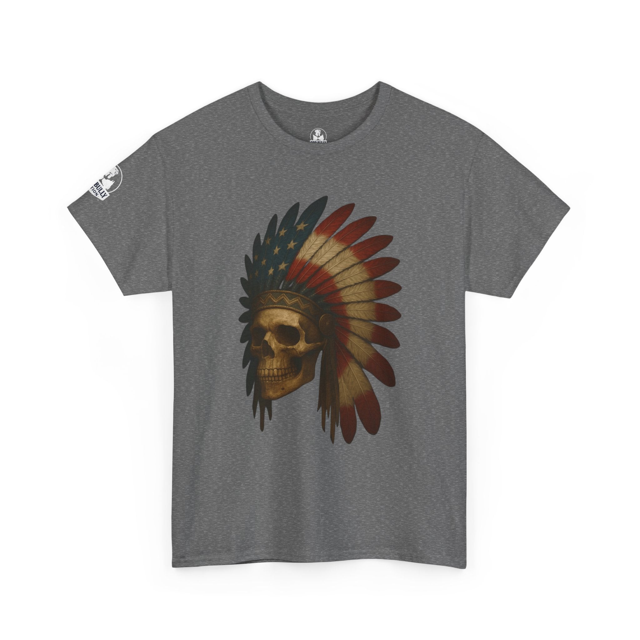 Native American Skull T-Shirt | Legacy™ | Indigenous Heritage Graphic Tee, Warrior Spirit Shirt, Urban Edge Unisex Crew Neck Cotton Tee