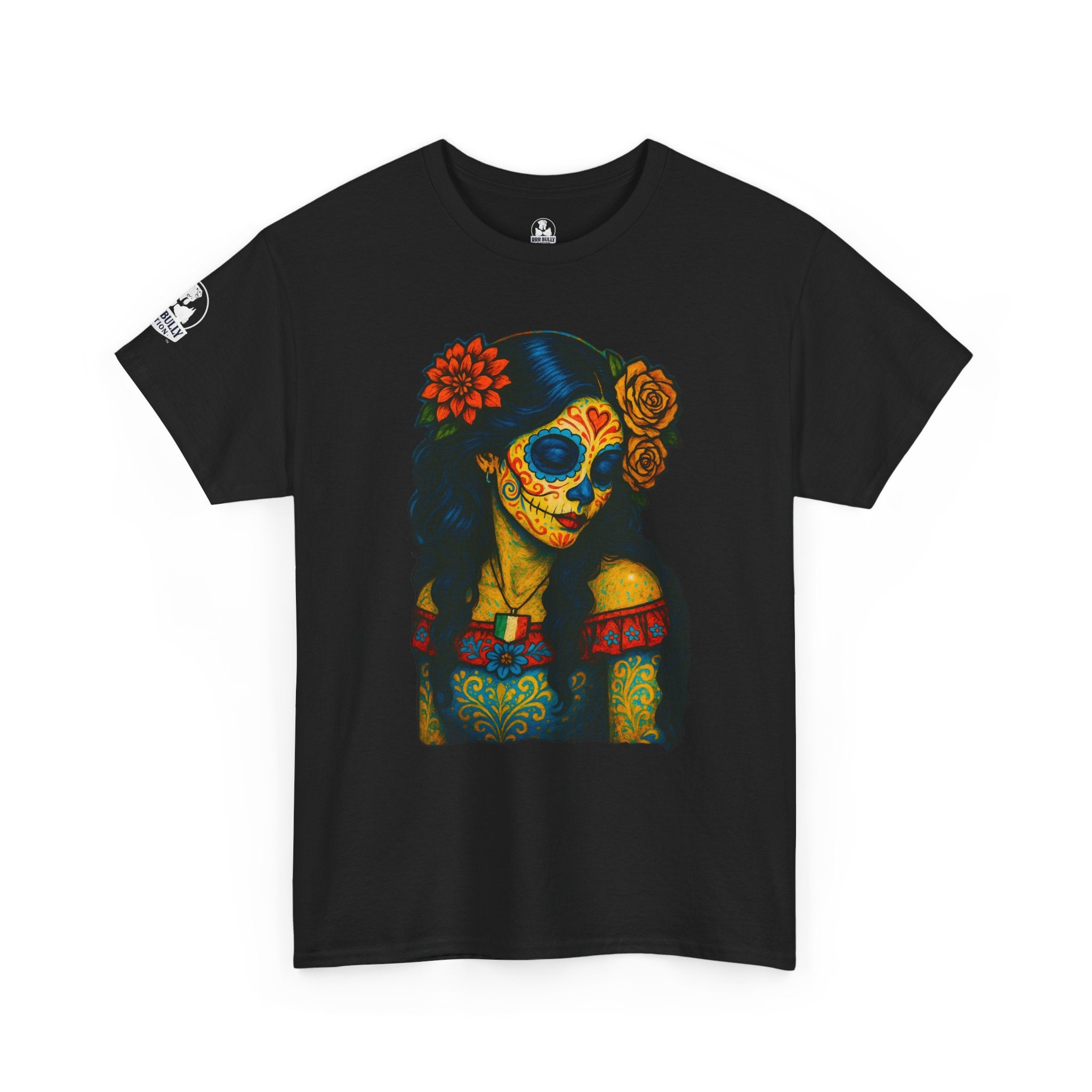 Sugar Skull Woman Shirt, Day of the Dead Graphic Tee, Colorful Skull Art Shirt, Dia de los Muertos Gift, Gothic Art T-Shirt, Unisex Cotton Tee