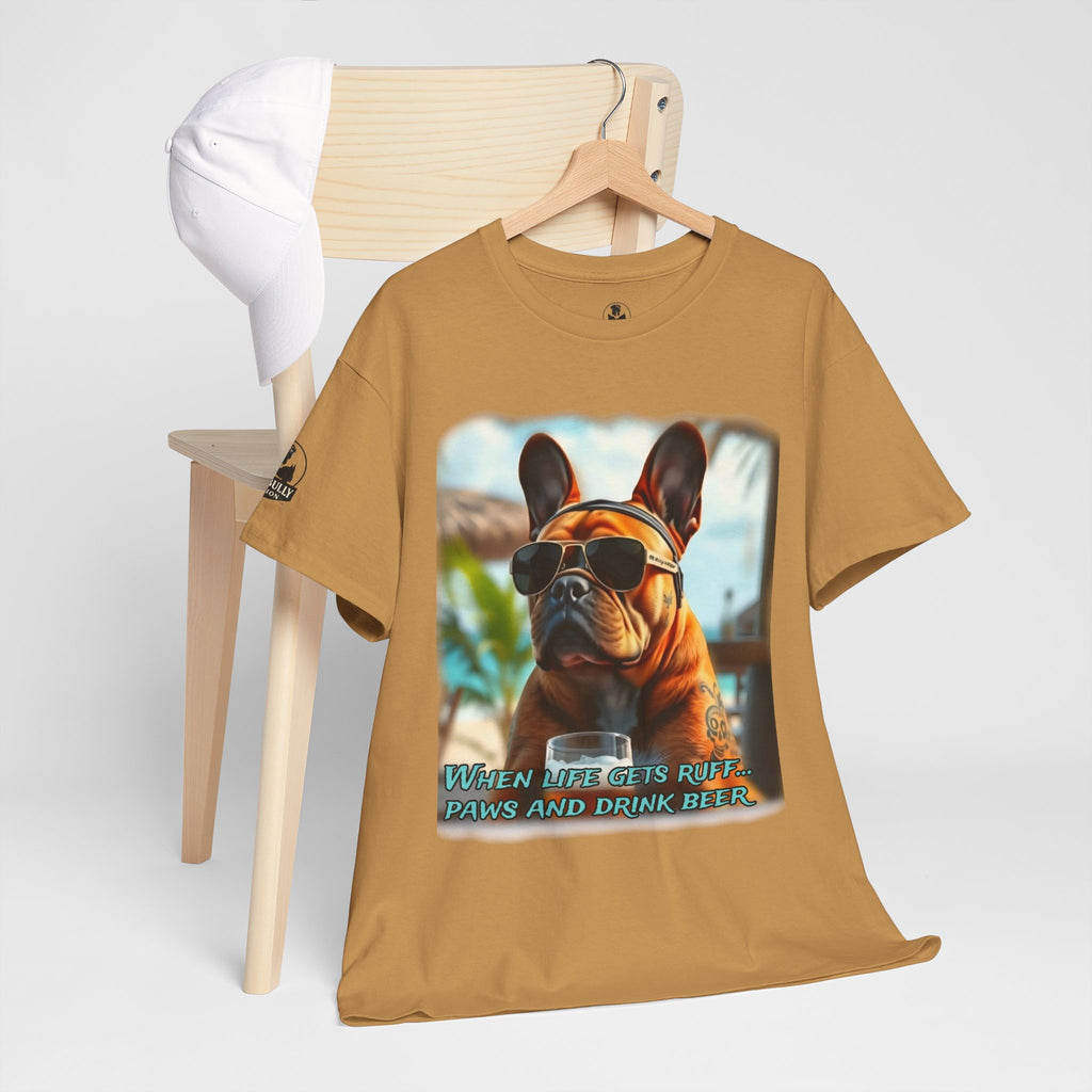 Ruff Life French Bulldog Shirt, Frenchie Dog Lover Tee, Funny French Bulldog Gift, Beer Lover Dog Shirt, Frenchie Owner Gift, Unisex Cotton Tee