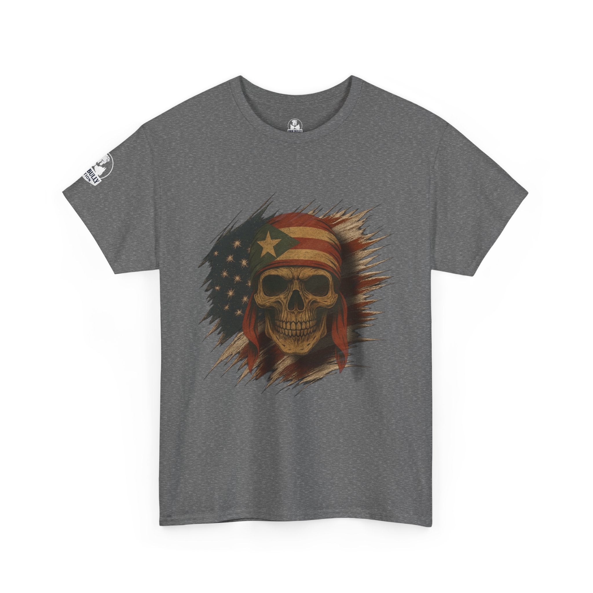 Hasta La Muerte™ Puerto Rican Skull T-Shirt, Boricua Pride Graphic Tee, Puerto Rico Flag Shirt, Heritage Apparel, Unisex Cultural Streetwear