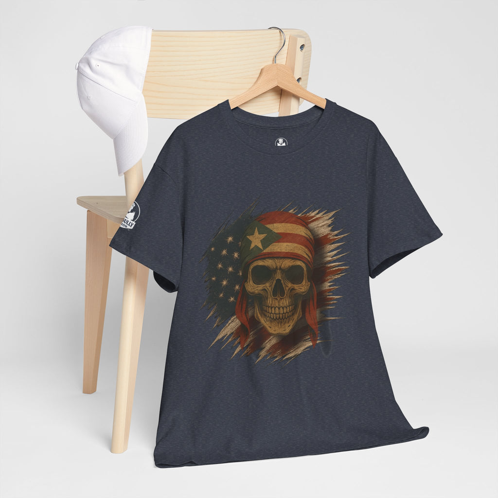Hasta La Muerte™ Puerto Rican Skull T-Shirt, Boricua Pride Graphic Tee, Puerto Rico Flag Shirt, Heritage Apparel, Unisex Cultural Streetwear