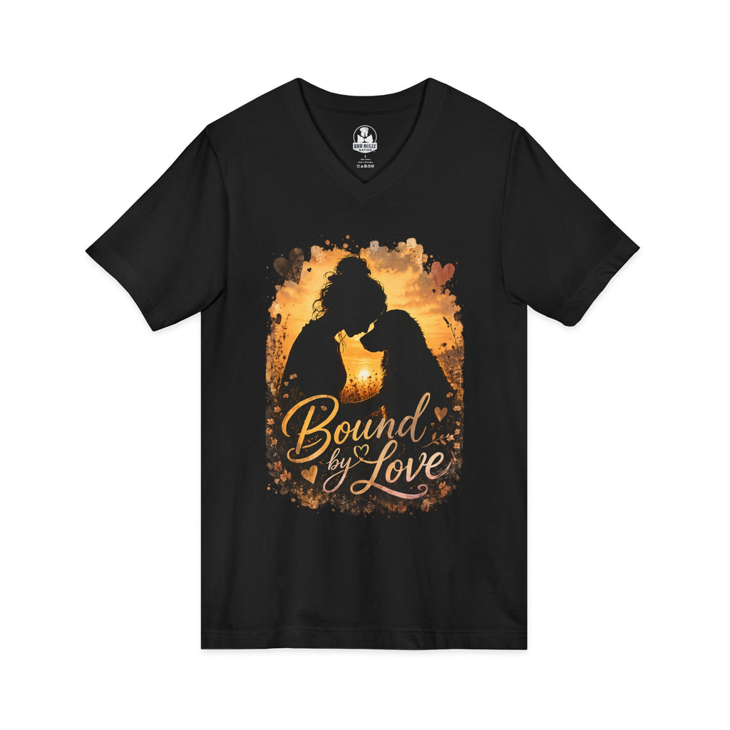 Bound by Love Dog Lover Sunset Silhouette V-Neck T-Shirt