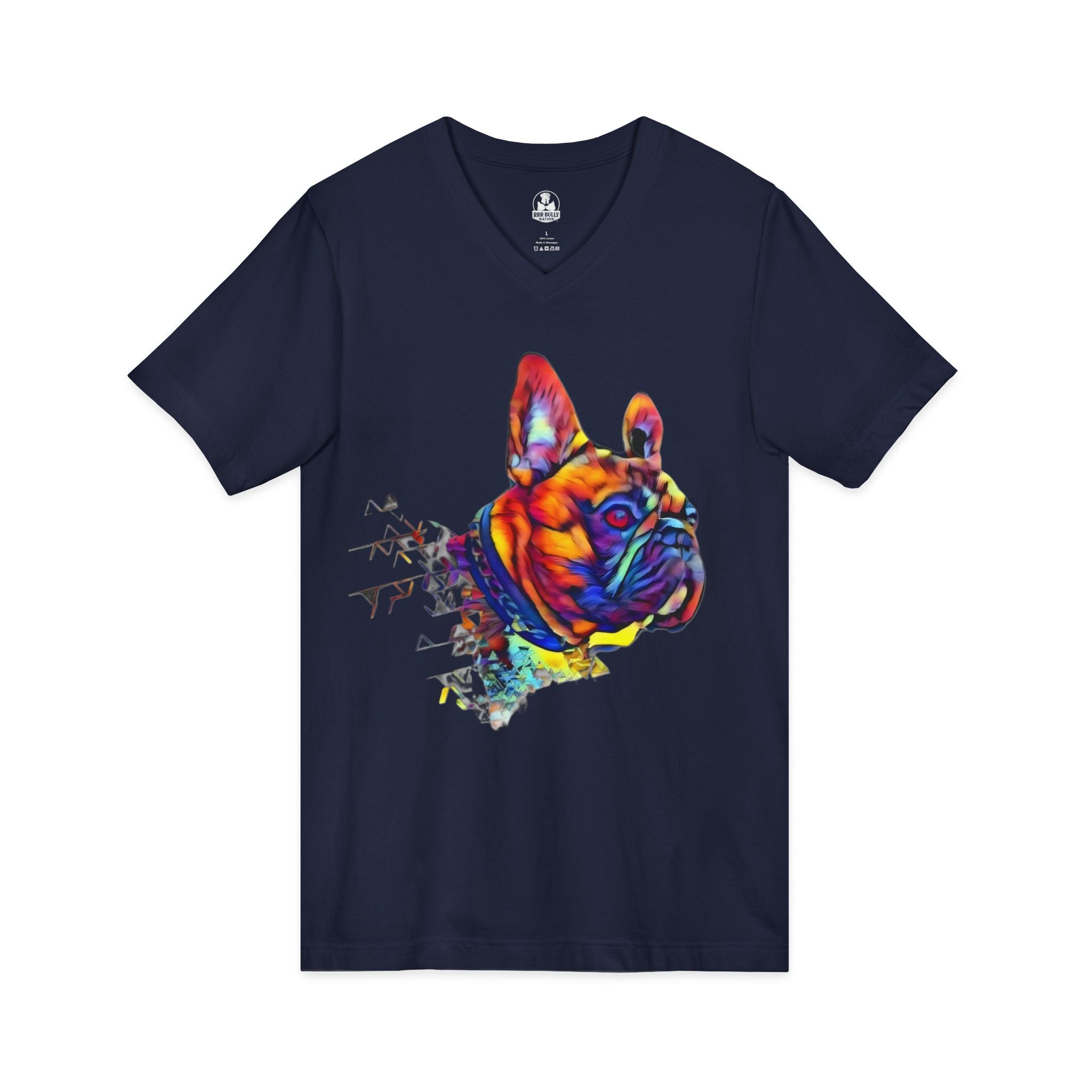 French Bulldog Women’s V-Neck T-Shirt, Colorful Frenchie Graphic Tee, Dog Lover Gift for Women, French Bulldog Art Shirt, Spectrum™