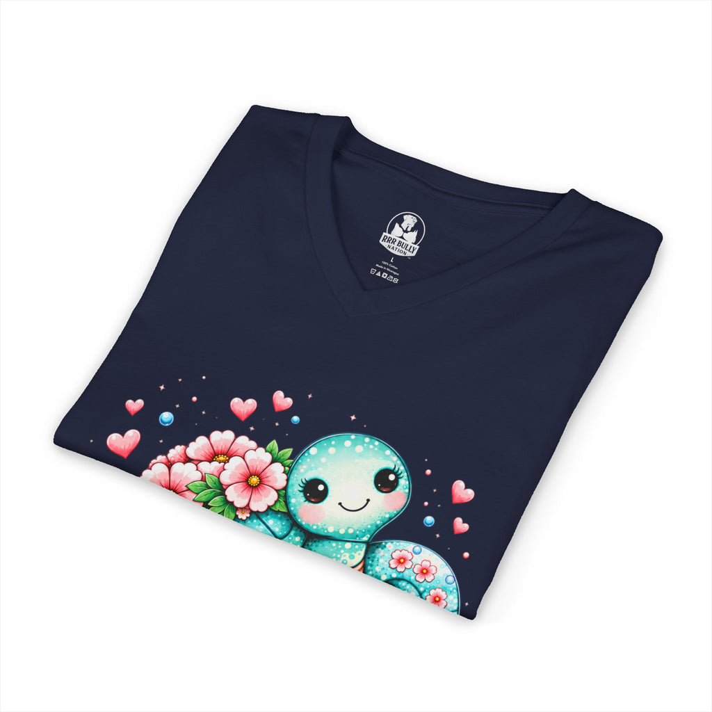 WhimsyWear™ Kindness Makes Waves Sea Turtle V-Neck Graphic Tee