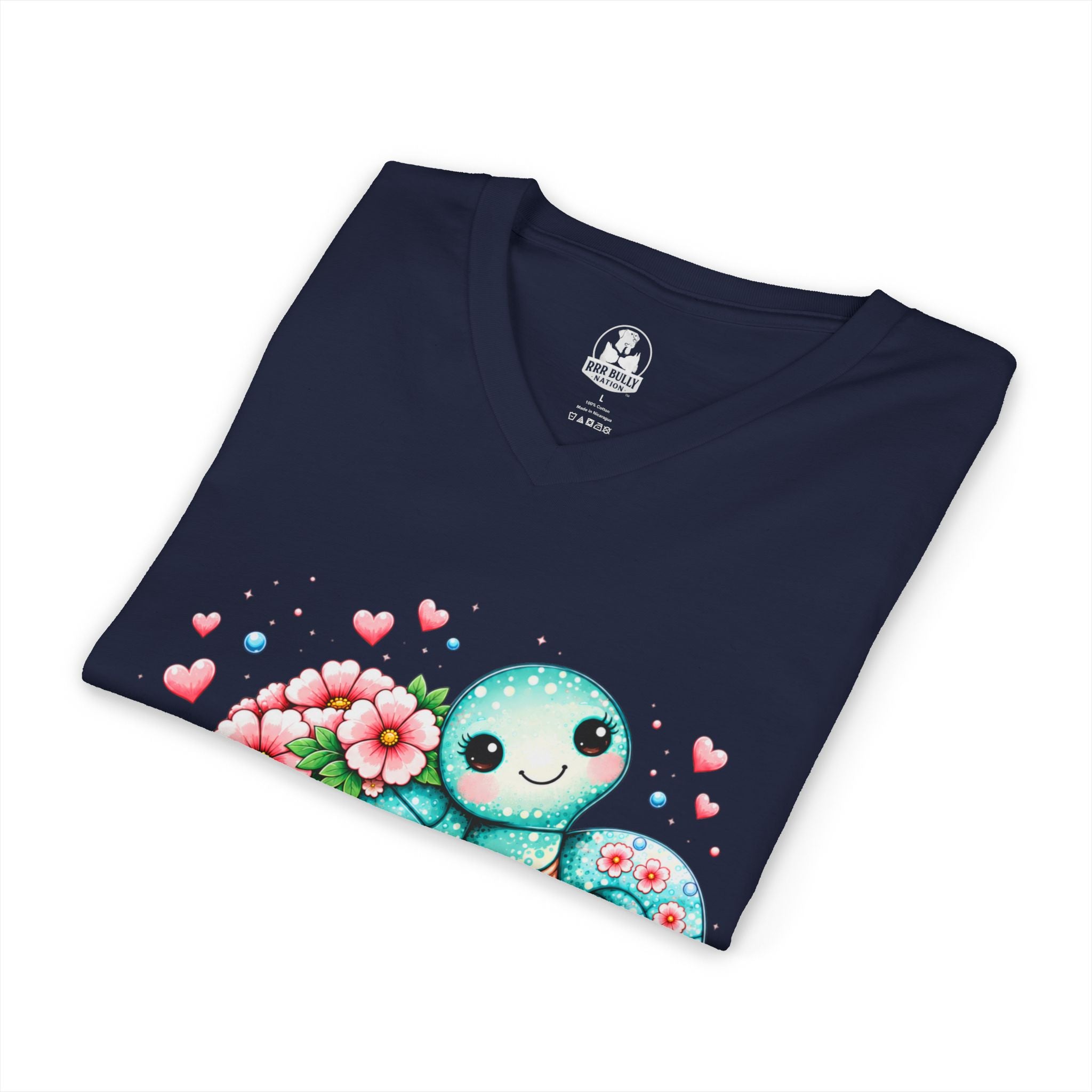 WhimsyWear™ Kindness Makes Waves Sea Turtle V-Neck Graphic Tee