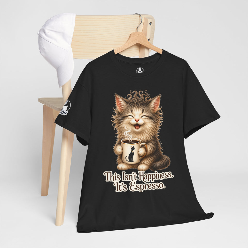 Funny Cat Coffee Shirt, Espresso Lover Tee, Cute Cat Graphic T-Shirt, Cat Mom Gift, Coffee Lover Gift, Whimsical Cat Apparel, Mochi & Espresso™