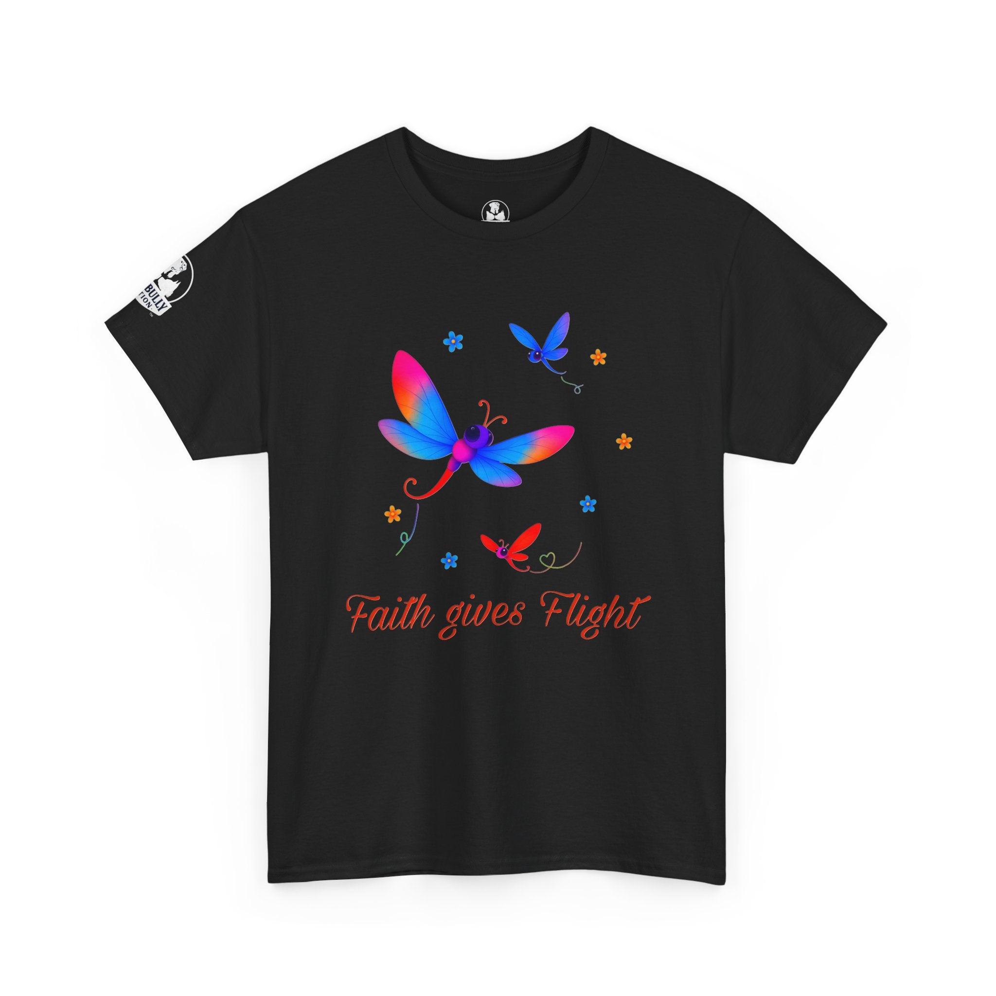 Faith Gives Flight Shirt, Inspirational Dragonfly Tee, Positive Message T-Shirt, Colorful Dragonfly Shirt, Faith and Hope Gift, Unisex Cotton Tee