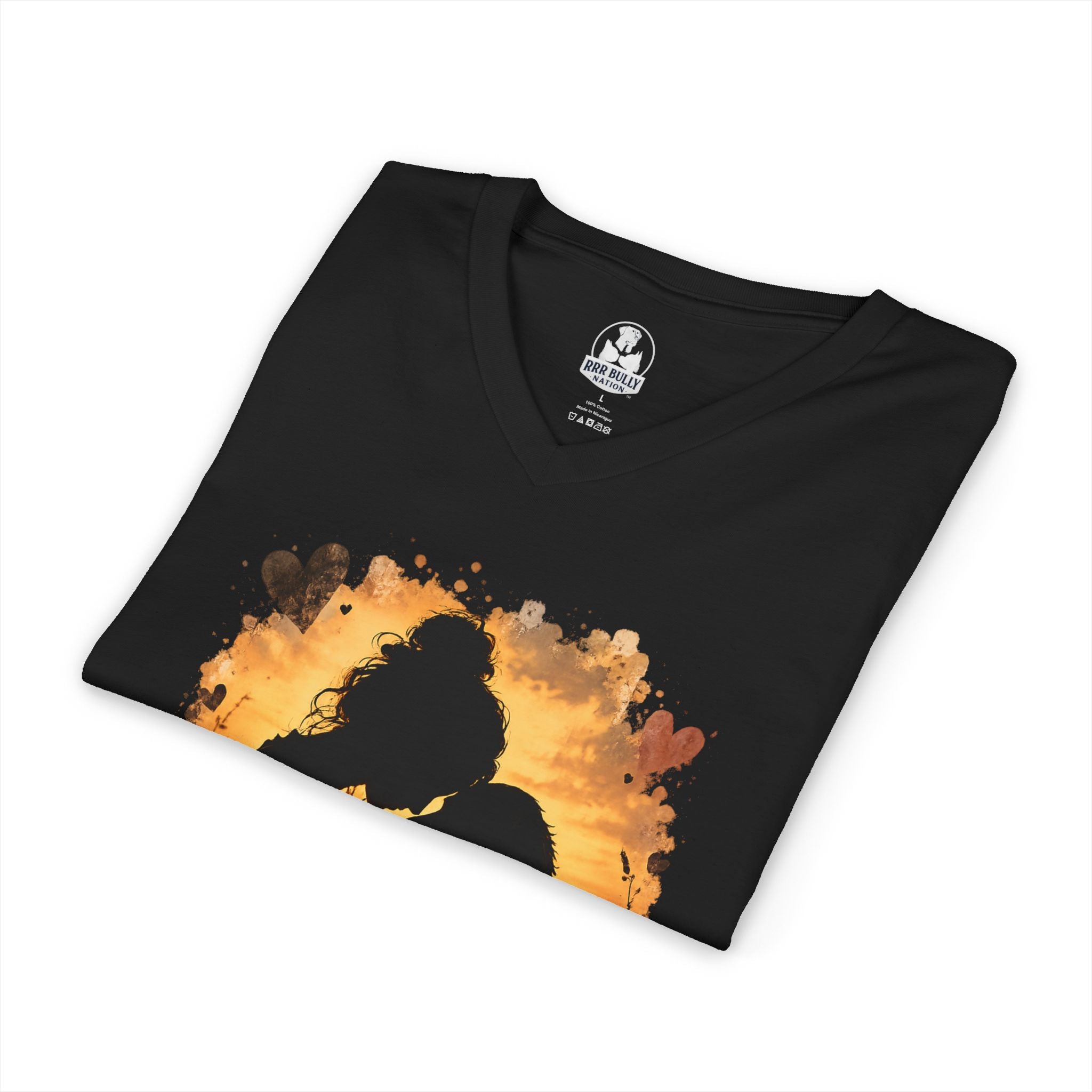 Bound by Love Dog Lover Sunset Silhouette V-Neck T-Shirt