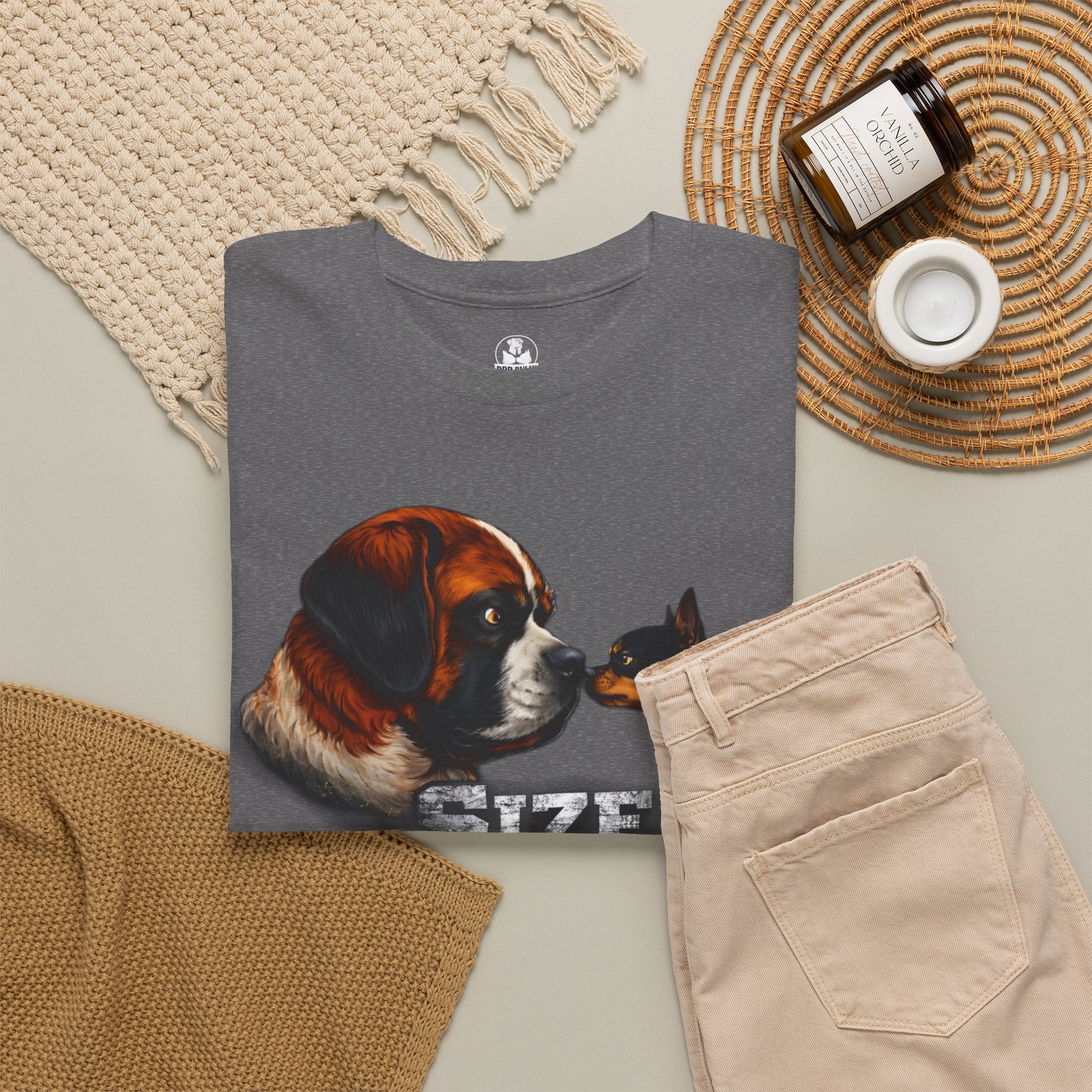 Saint Bernard Shirt, Miniature Pinscher Gift, Funny Dog Lover Tee, Size Doesn’t Matter Shirt, Dog Humor T-Shirt, Unisex Cotton Tee