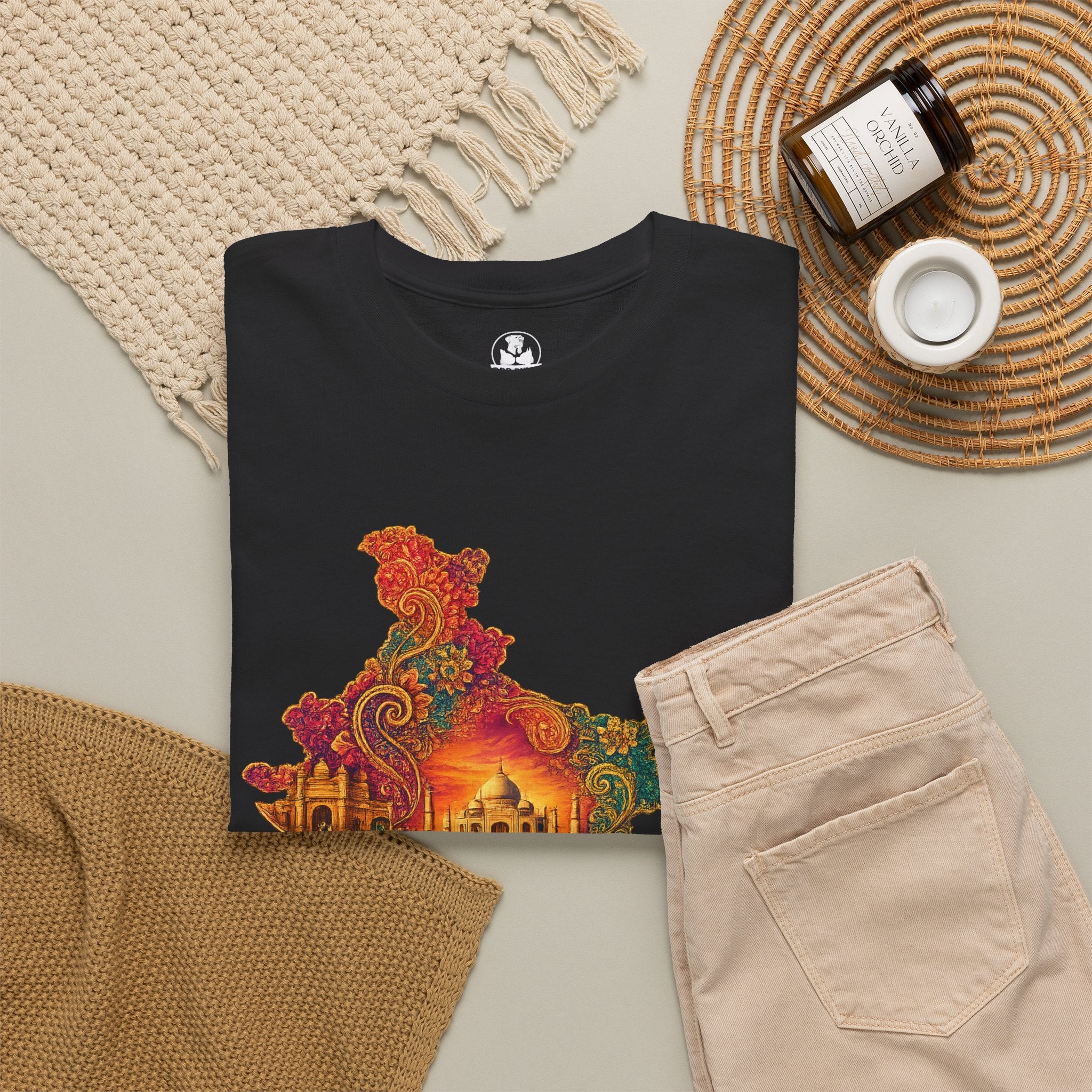 Timeless Origins™ India Cultural Art Graphic T-Shirt Taj Mahal Heritage Tee