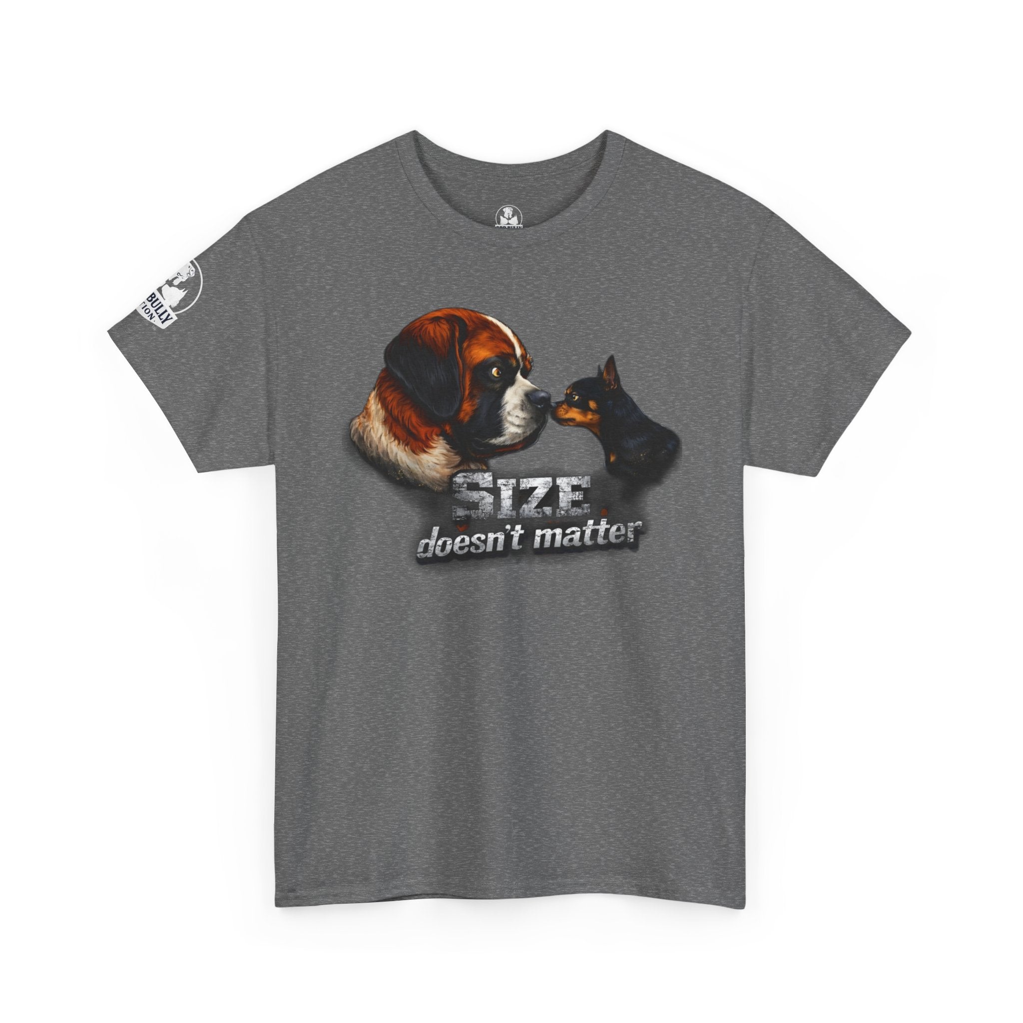 Saint Bernard Shirt, Miniature Pinscher Gift, Funny Dog Lover Tee, Size Doesn’t Matter Shirt, Dog Humor T-Shirt, Unisex Cotton Tee