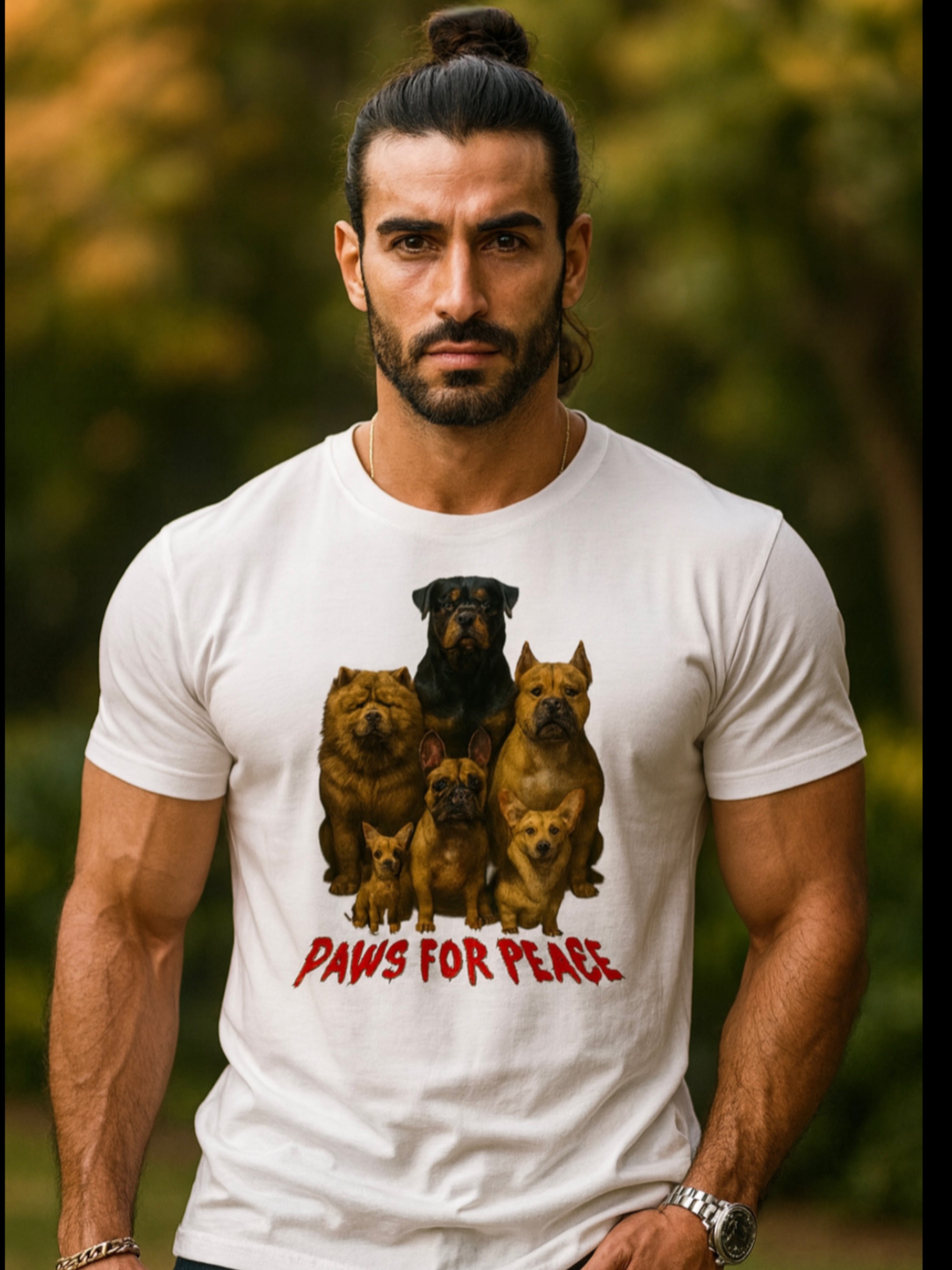 Paws for Peace Shirt, Dog Lover Tee, Inspirational Dog T-Shirt, Positive Message Shirt, Dog Paw Art Tee, Unisex Cotton Tee