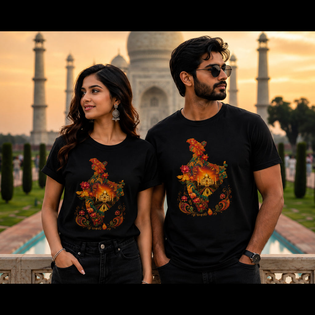 Timeless Origins™ India Cultural Art Graphic T-Shirt Taj Mahal Heritage Tee