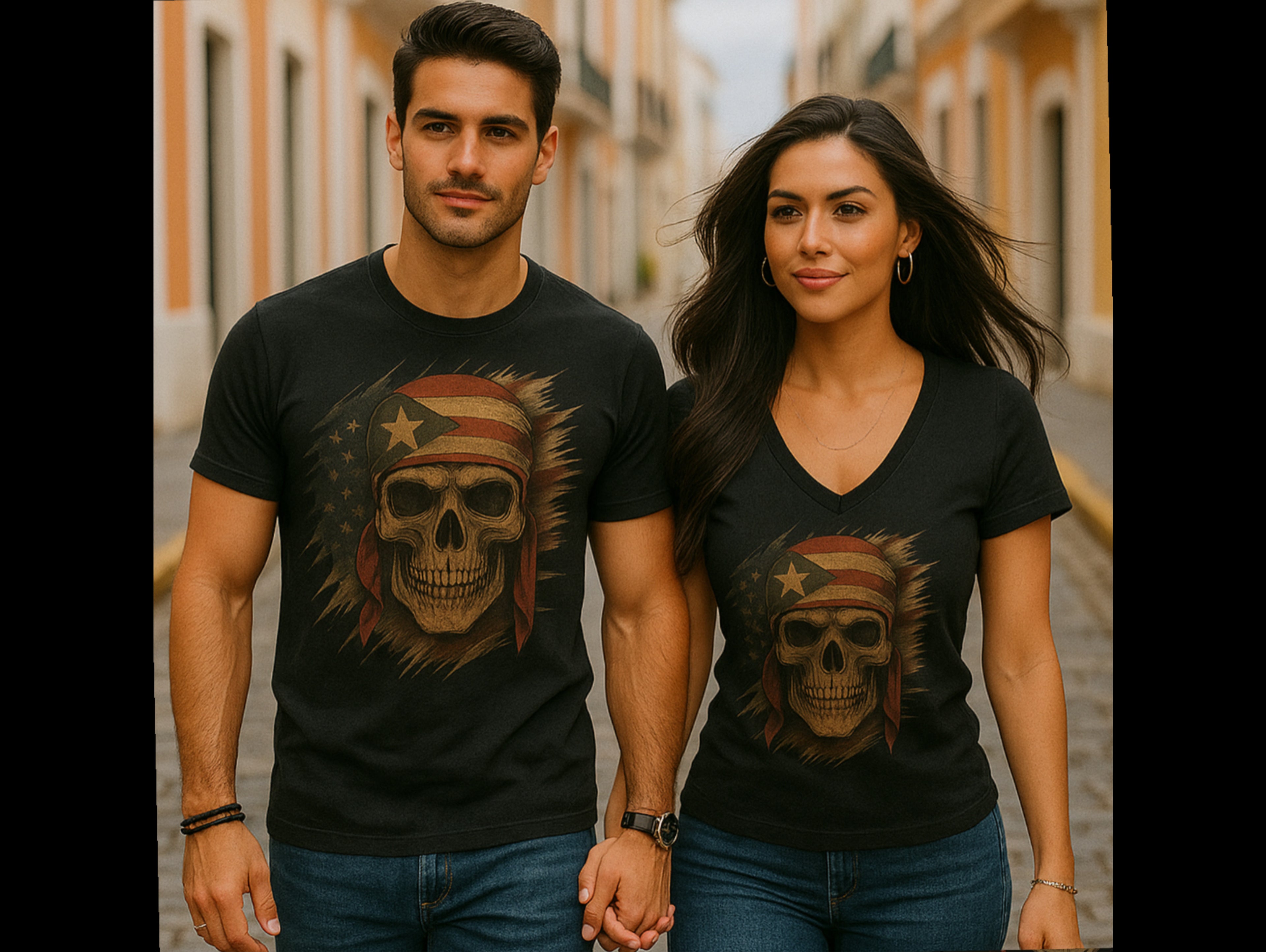 Hasta La Muerte™ Puerto Rican Skull T-Shirt, Boricua Pride Graphic Tee, Puerto Rico Flag Shirt, Heritage Apparel, Unisex Cultural Streetwear