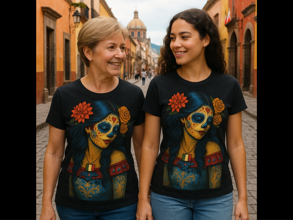 Sugar Skull Woman Shirt, Day of the Dead Graphic Tee, Colorful Skull Art Shirt, Dia de los Muertos Gift, Gothic Art T-Shirt, Unisex Cotton Tee