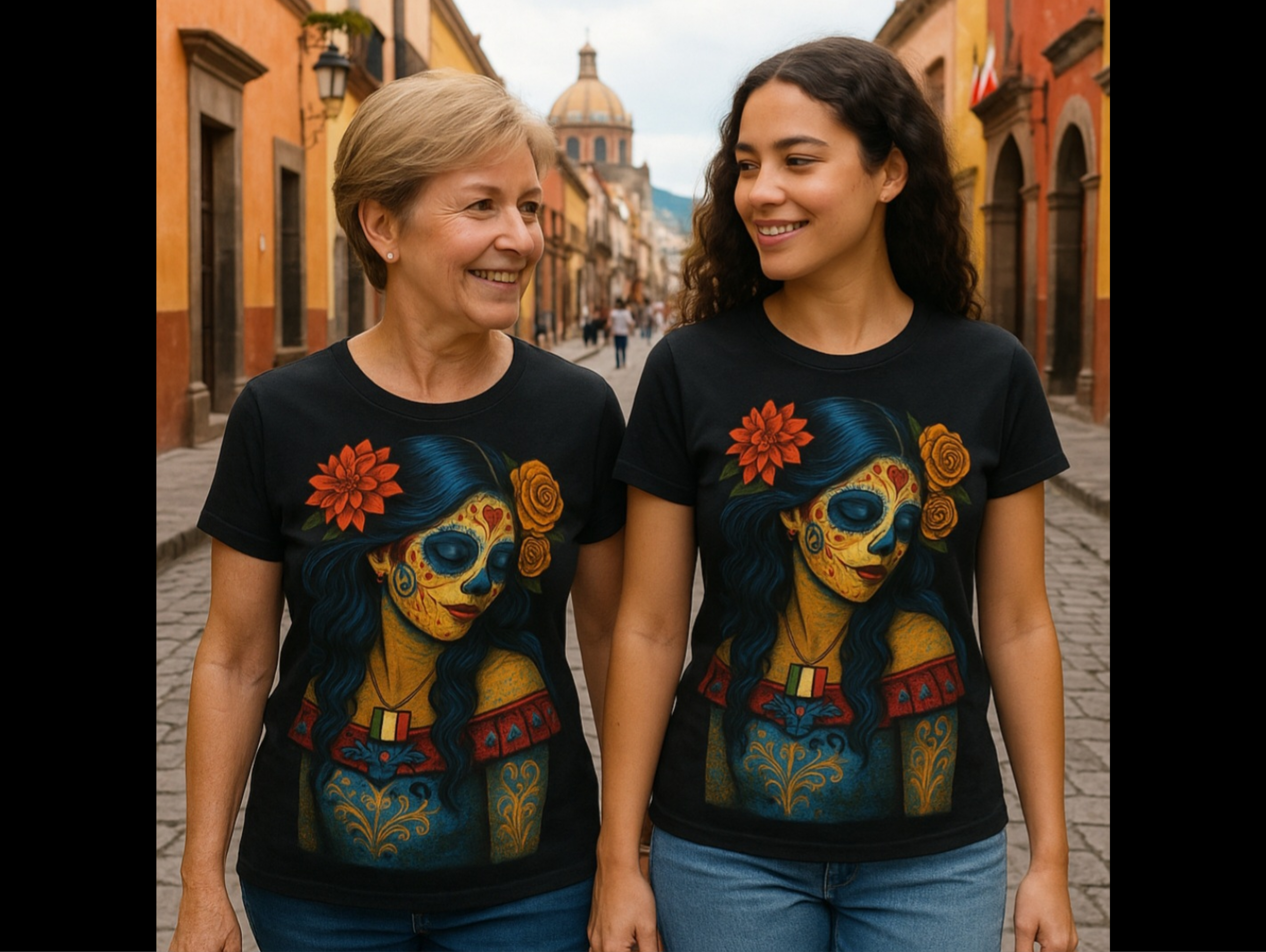 Sugar Skull Woman Shirt, Day of the Dead Graphic Tee, Colorful Skull Art Shirt, Dia de los Muertos Gift, Gothic Art T-Shirt, Unisex Cotton Tee
