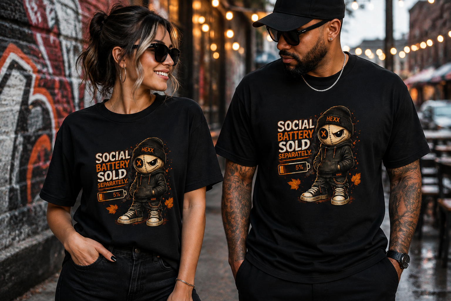 HEXX™ Social Battery Sold Separately Unisex Graphic T-Shirt