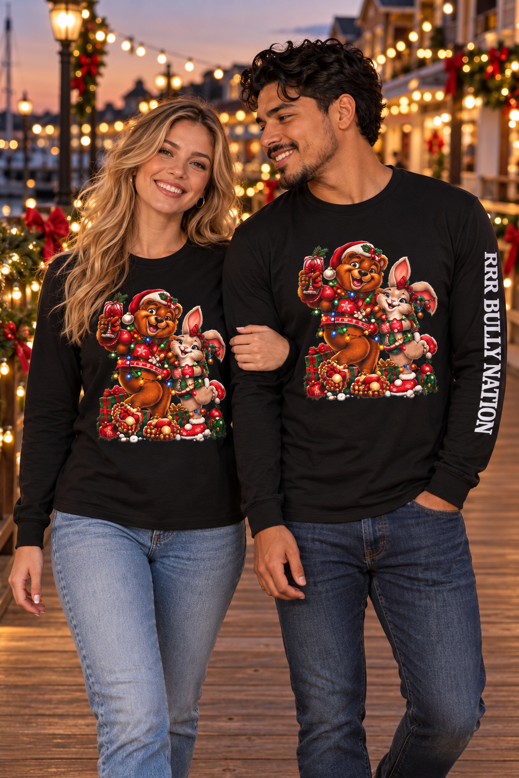 Hunni & Holli Christmas Long Sleeve Graphic T-Shirt