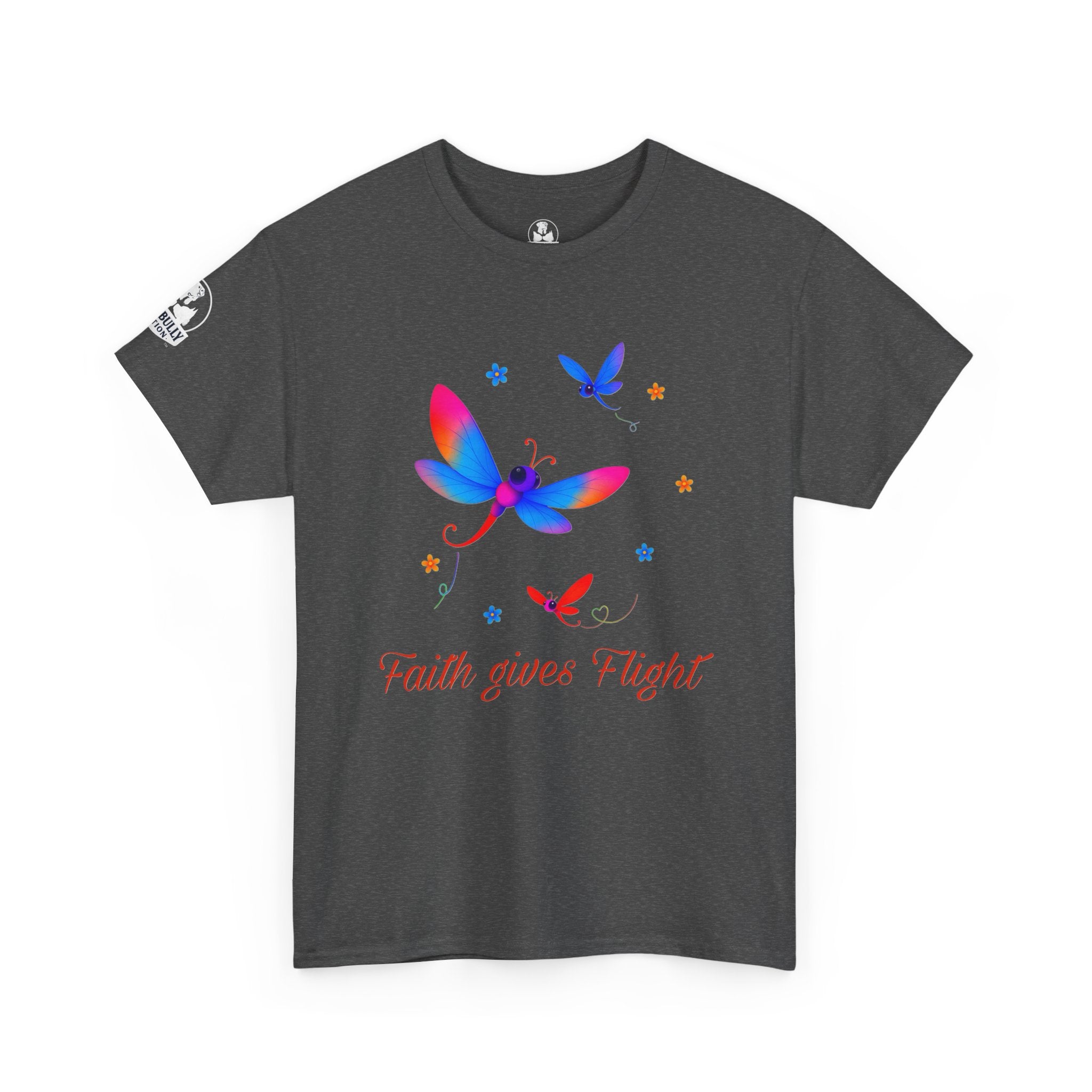 Faith Gives Flight Shirt, Inspirational Dragonfly Tee, Positive Message T-Shirt, Colorful Dragonfly Shirt, Faith and Hope Gift, Unisex Cotton Tee