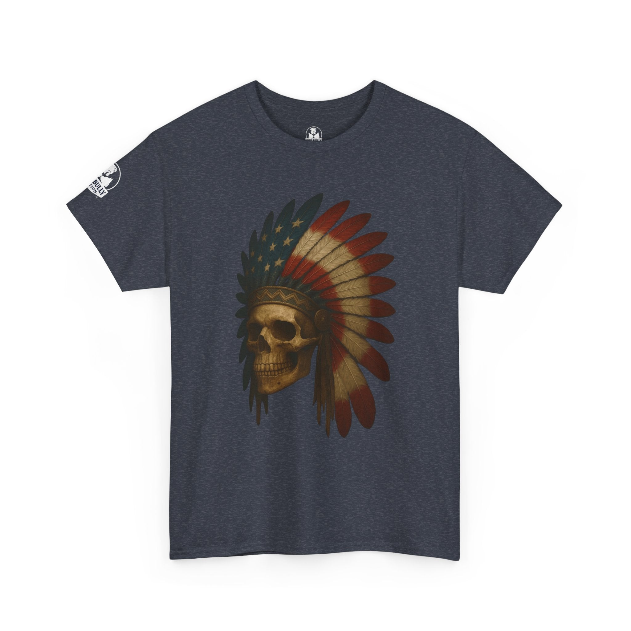 Native American Skull T-Shirt | Legacy™ | Indigenous Heritage Graphic Tee, Warrior Spirit Shirt, Urban Edge Unisex Crew Neck Cotton Tee