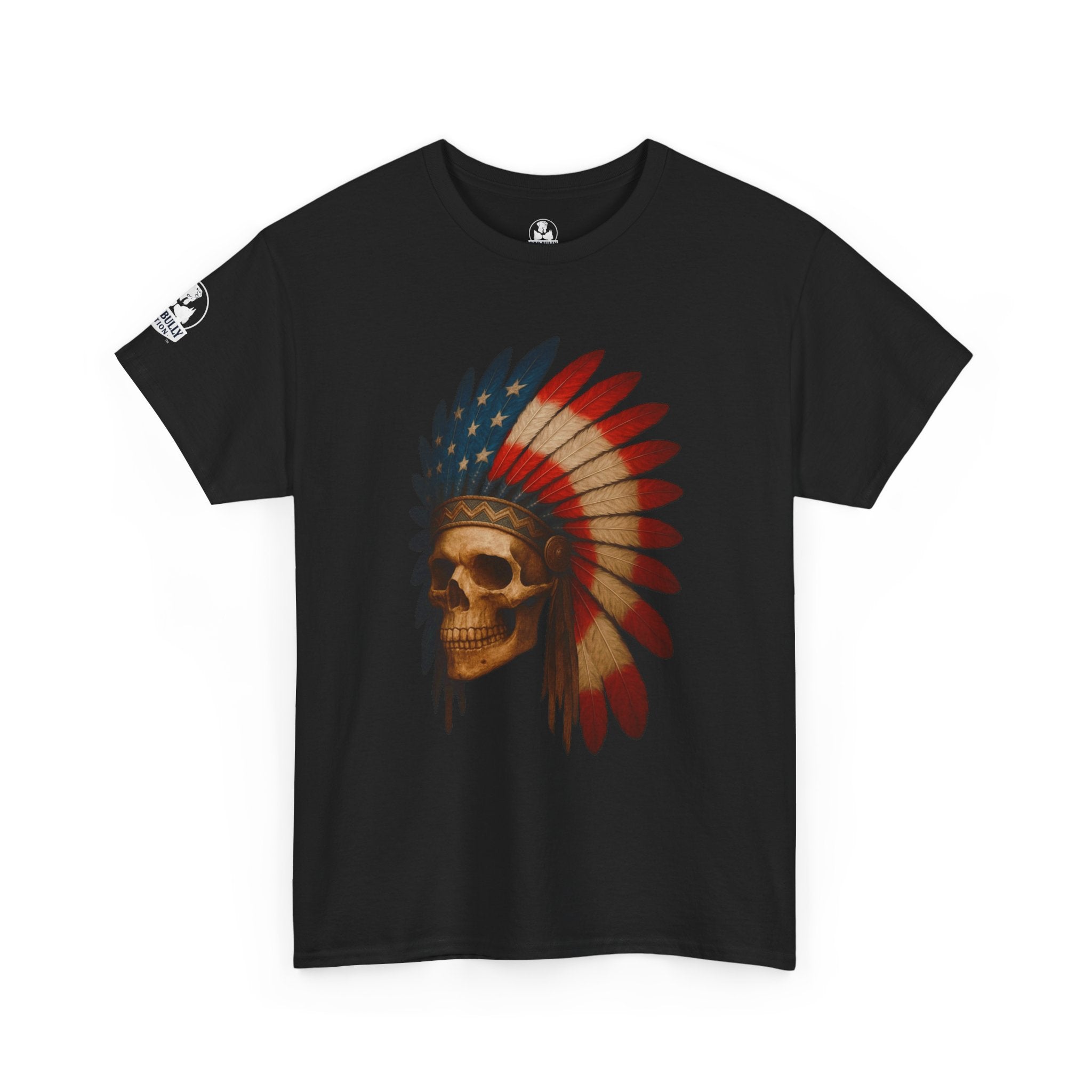 Native American Skull T-Shirt | Legacy™ | Indigenous Heritage Graphic Tee, Warrior Spirit Shirt, Urban Edge Unisex Crew Neck Cotton Tee