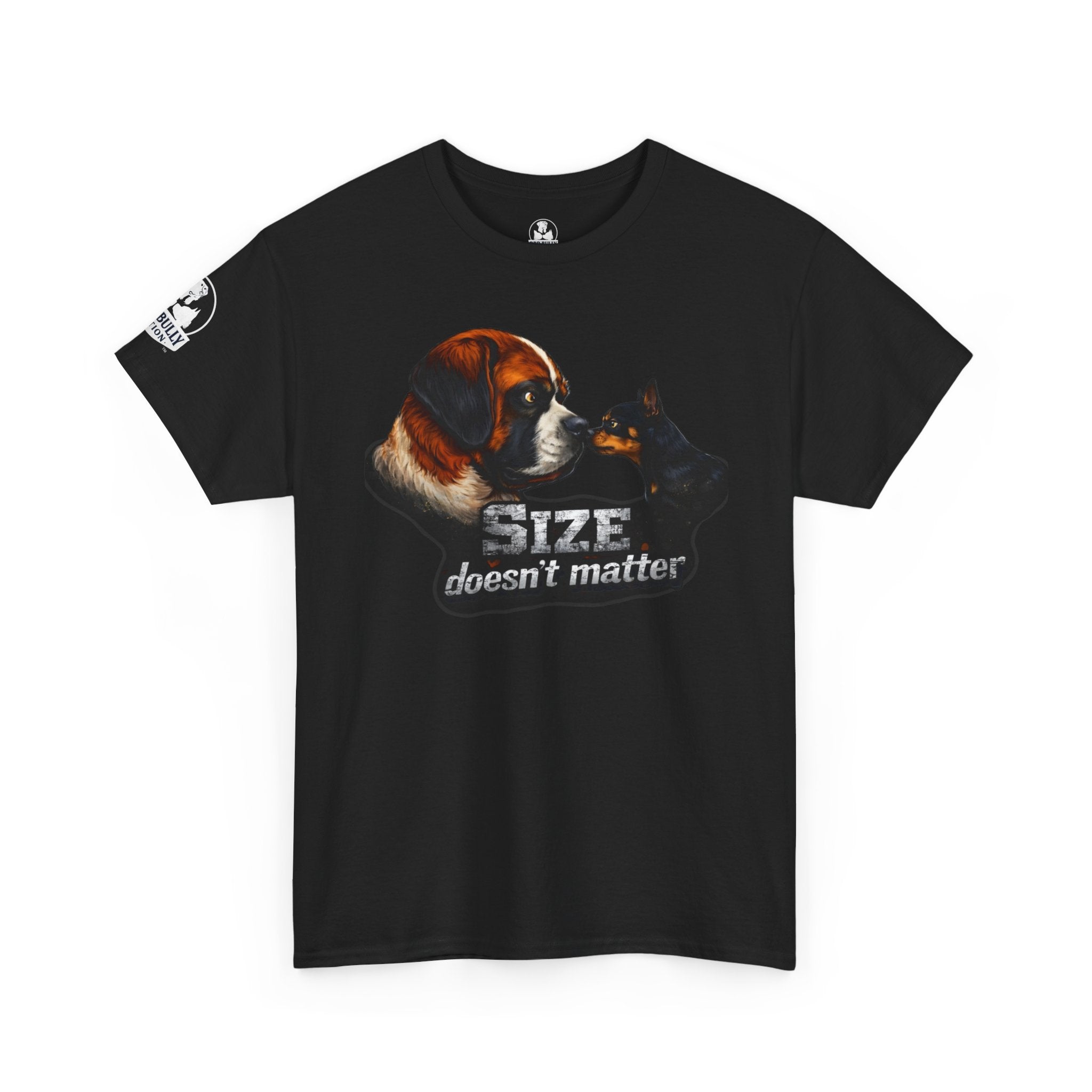 Saint Bernard Shirt, Miniature Pinscher Gift, Funny Dog Lover Tee, Size Doesn’t Matter Shirt, Dog Humor T-Shirt, Unisex Cotton Tee