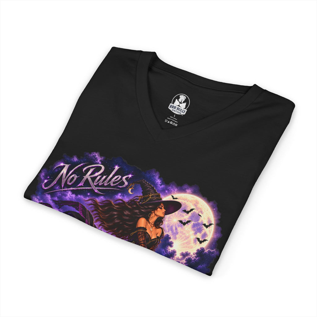 Mystic Witch No Rules Women’s V Neck Gothic Halloween T Shirt