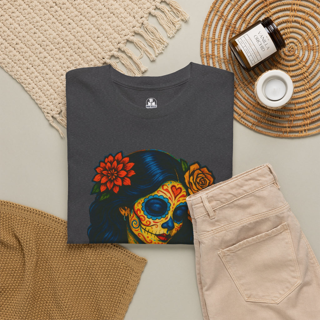 Sugar Skull Woman Shirt, Day of the Dead Graphic Tee, Colorful Skull Art Shirt, Dia de los Muertos Gift, Gothic Art T-Shirt, Unisex Cotton Tee