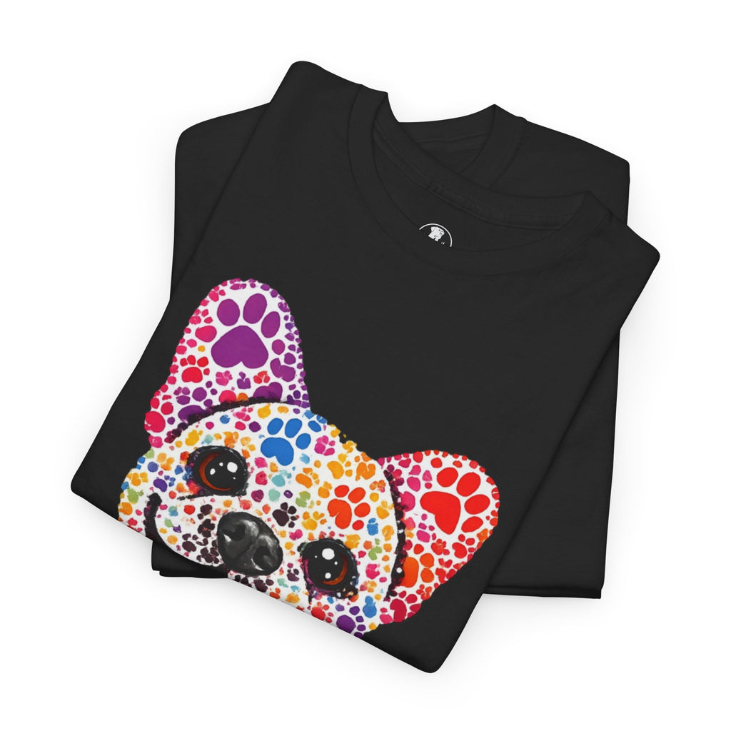 French Bulldog Paw Print Shirt, Frenchie Gift, French Bulldog Dog Lover Tee, Colorful Paw Print Dog Shirt, Frenchie Owner Gift, Unisex Cotton Tee