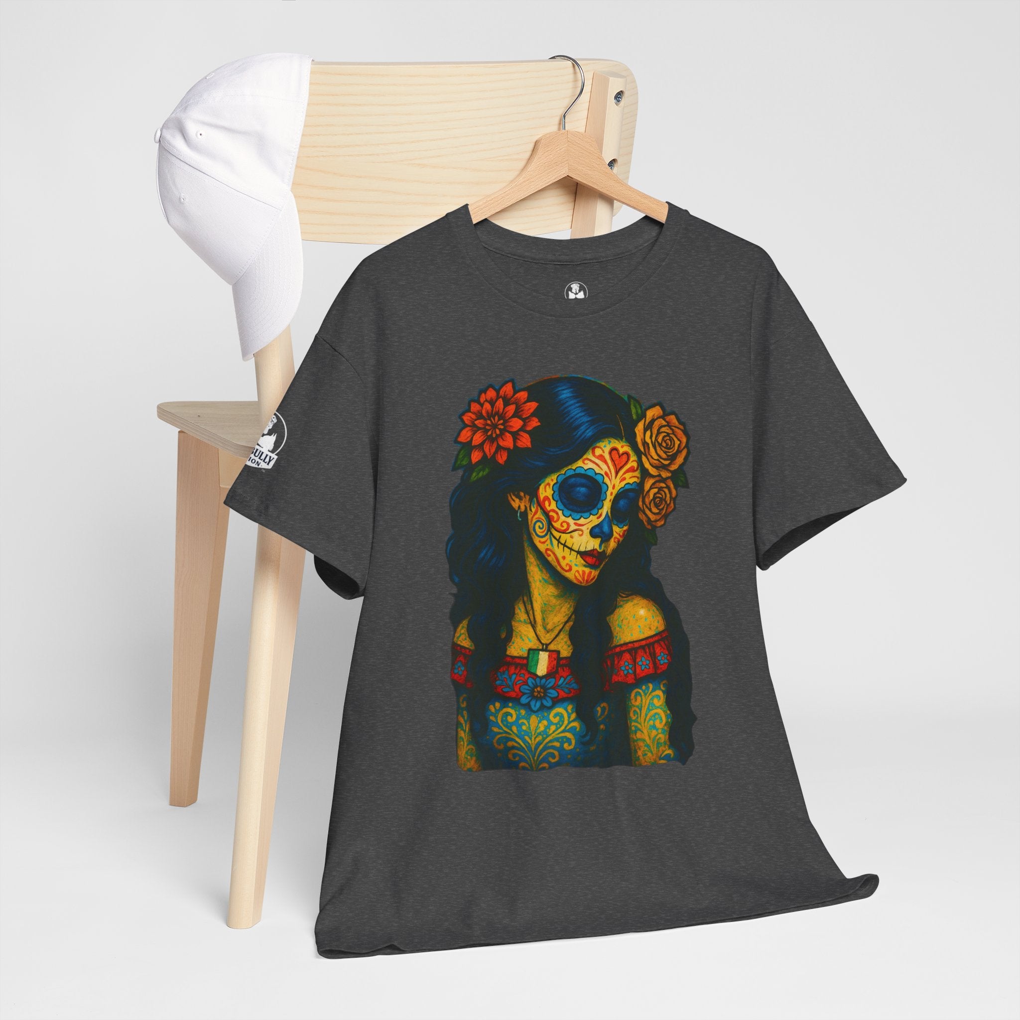 Sugar Skull Woman Shirt, Day of the Dead Graphic Tee, Colorful Skull Art Shirt, Dia de los Muertos Gift, Gothic Art T-Shirt, Unisex Cotton Tee