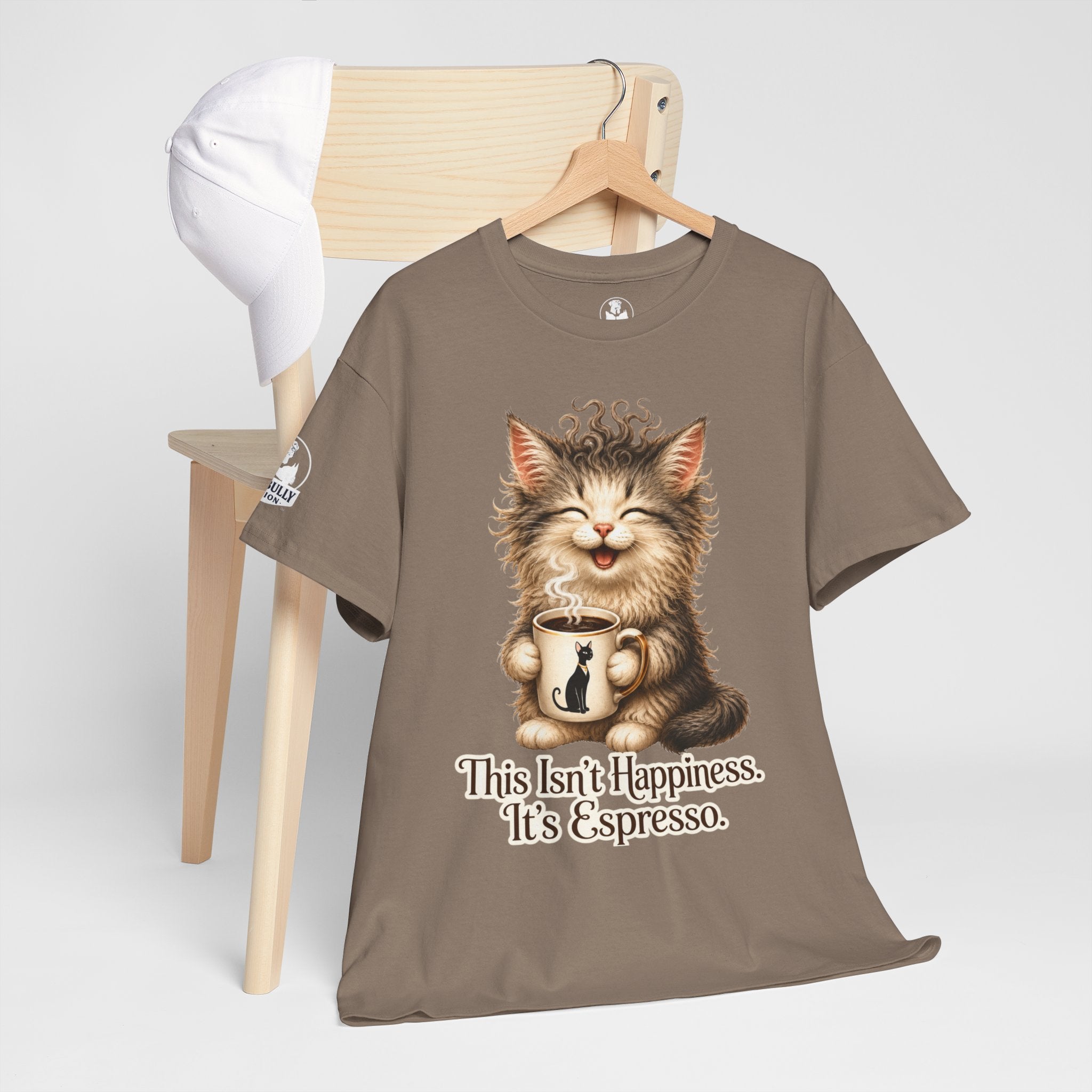 Funny Cat Coffee Shirt, Espresso Lover Tee, Cute Cat Graphic T-Shirt, Cat Mom Gift, Coffee Lover Gift, Whimsical Cat Apparel, Mochi & Espresso™