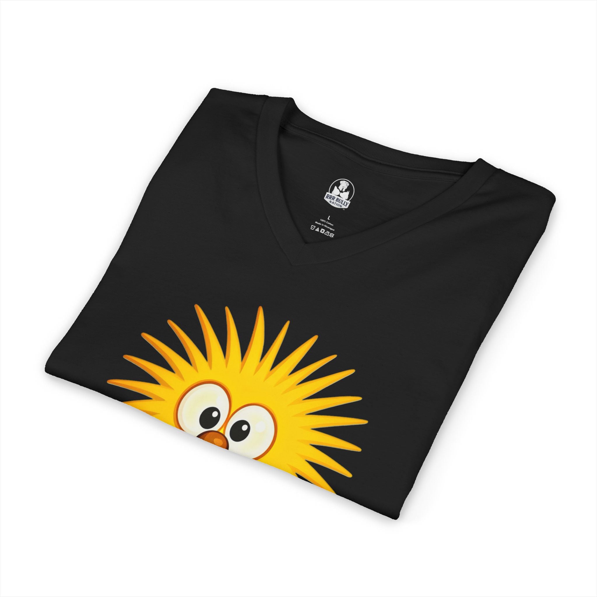 Vib’n IG-Man Women’s V-Neck Shirt, WhimsyWear Graphic Tee, Funny Cartoon Character V-Neck, Happy Vibes Women’s Tee, Positive Energy Shirt
