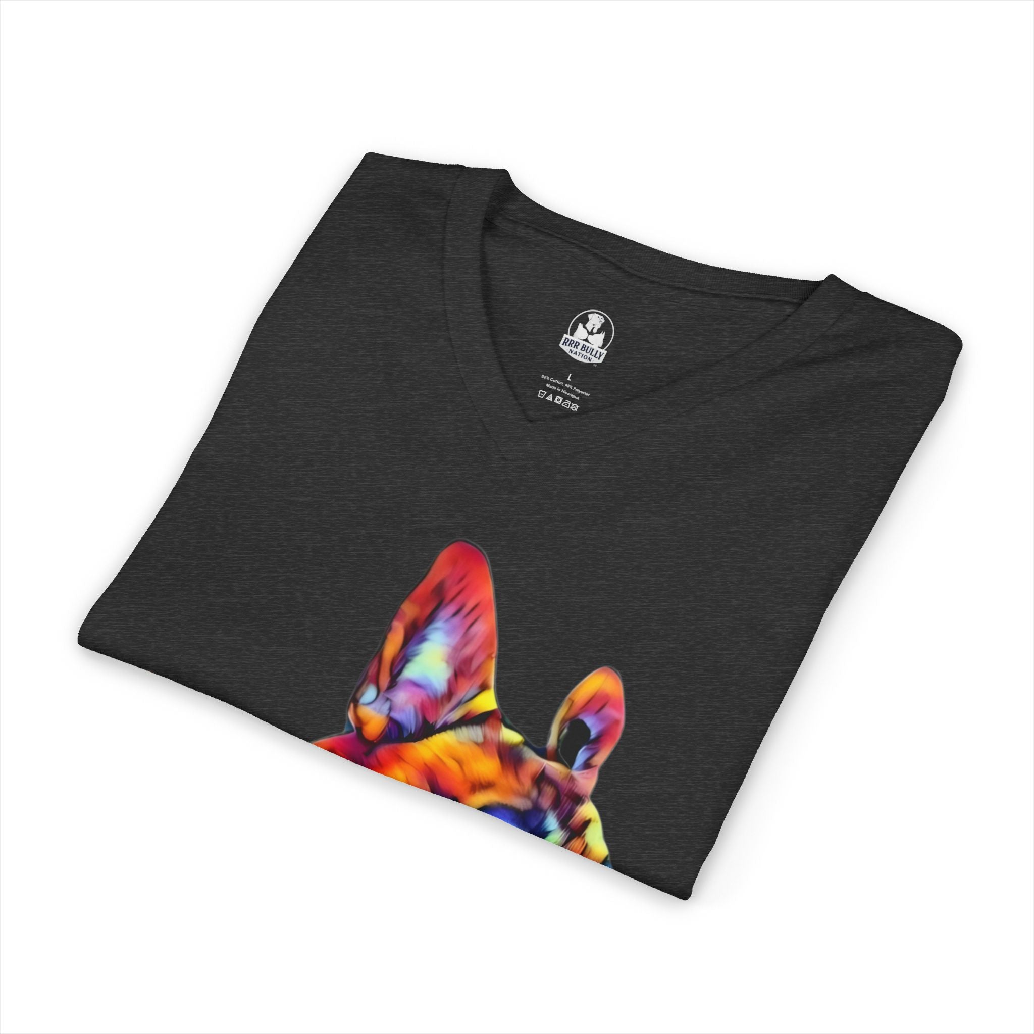 French Bulldog Women’s V-Neck T-Shirt, Colorful Frenchie Graphic Tee, Dog Lover Gift for Women, French Bulldog Art Shirt, Spectrum™