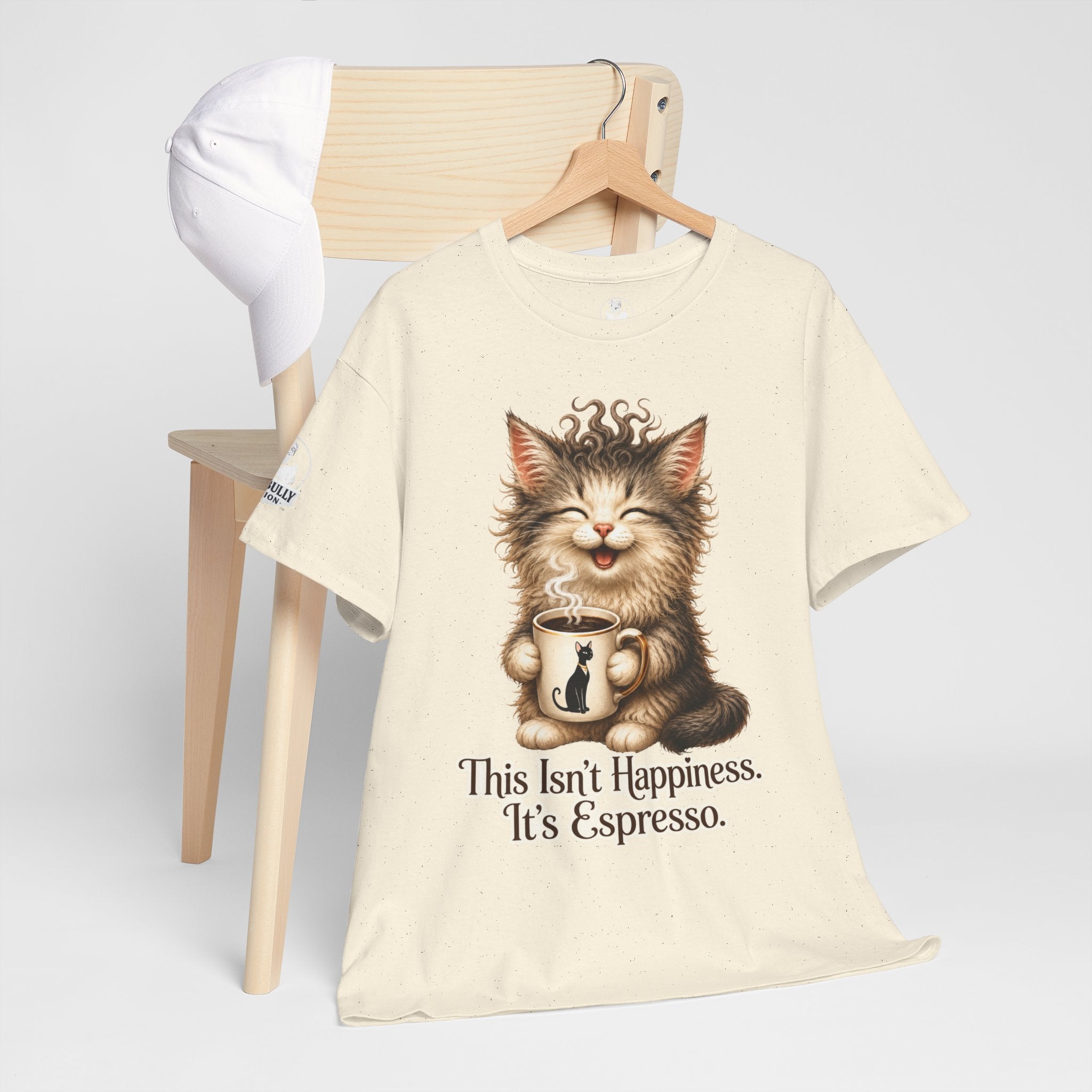 Funny Cat Coffee Shirt, Espresso Lover Tee, Cute Cat Graphic T-Shirt, Cat Mom Gift, Coffee Lover Gift, Whimsical Cat Apparel, Mochi & Espresso™