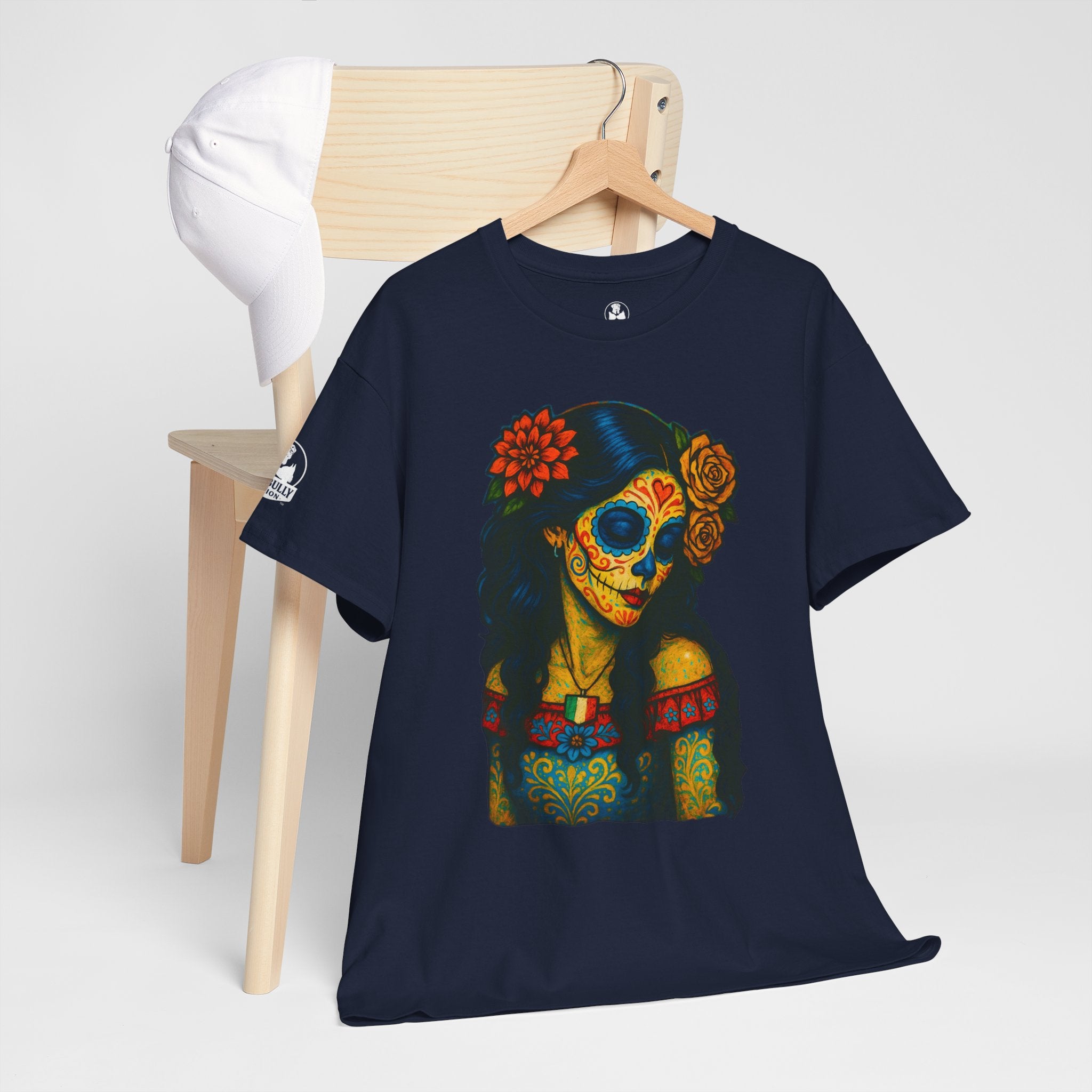 Sugar Skull Woman Shirt, Day of the Dead Graphic Tee, Colorful Skull Art Shirt, Dia de los Muertos Gift, Gothic Art T-Shirt, Unisex Cotton Tee