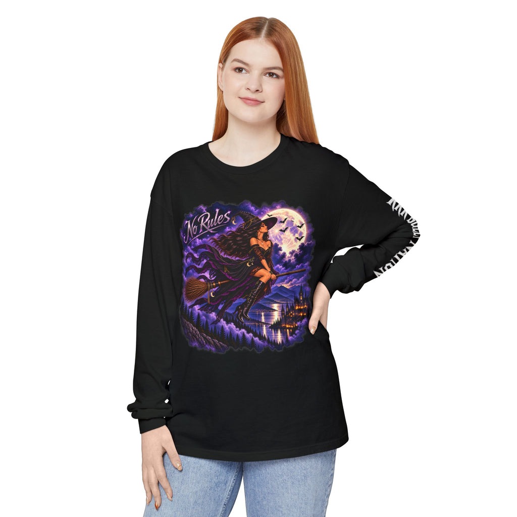 Mystic Witch No Rules Long Sleeve Gothic Halloween T Shirt