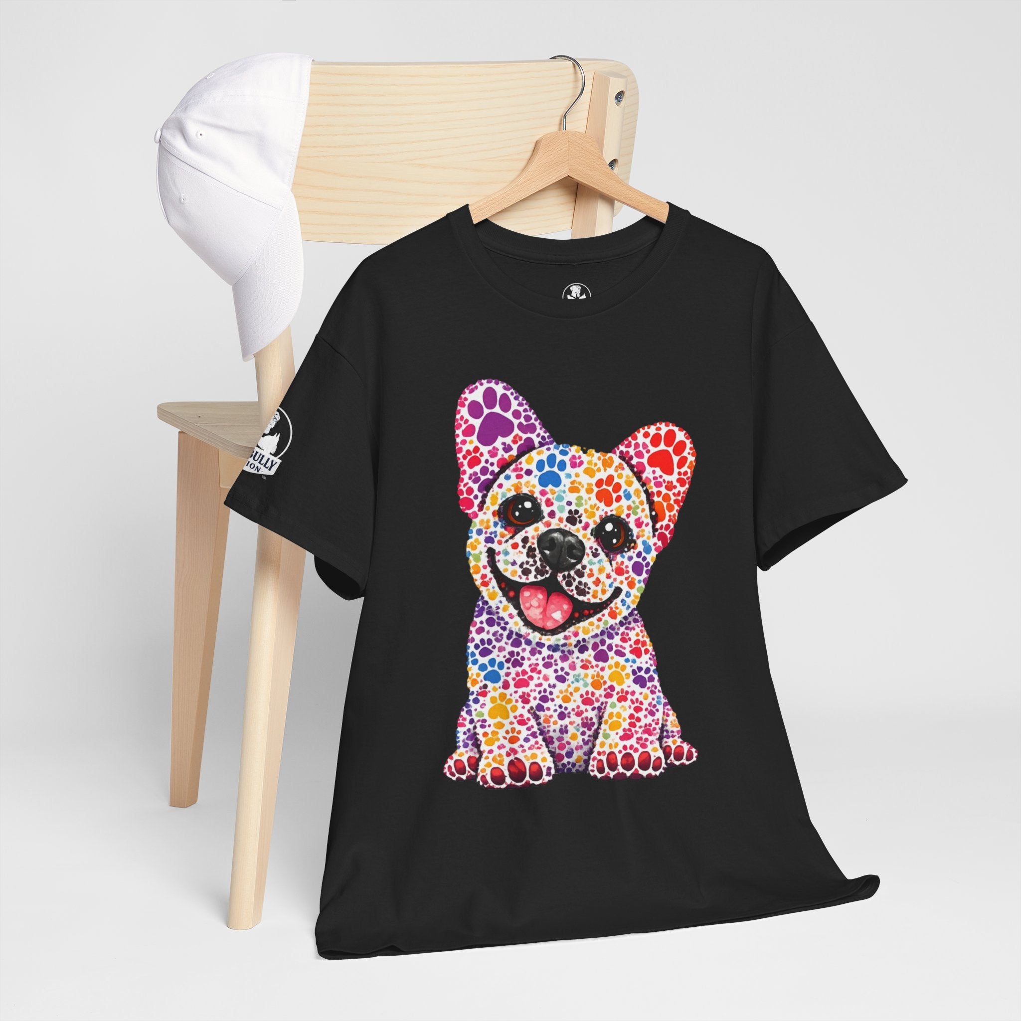 French Bulldog Paw Print Shirt, Frenchie Gift, French Bulldog Dog Lover Tee, Colorful Paw Print Dog Shirt, Frenchie Owner Gift, Unisex Cotton Tee