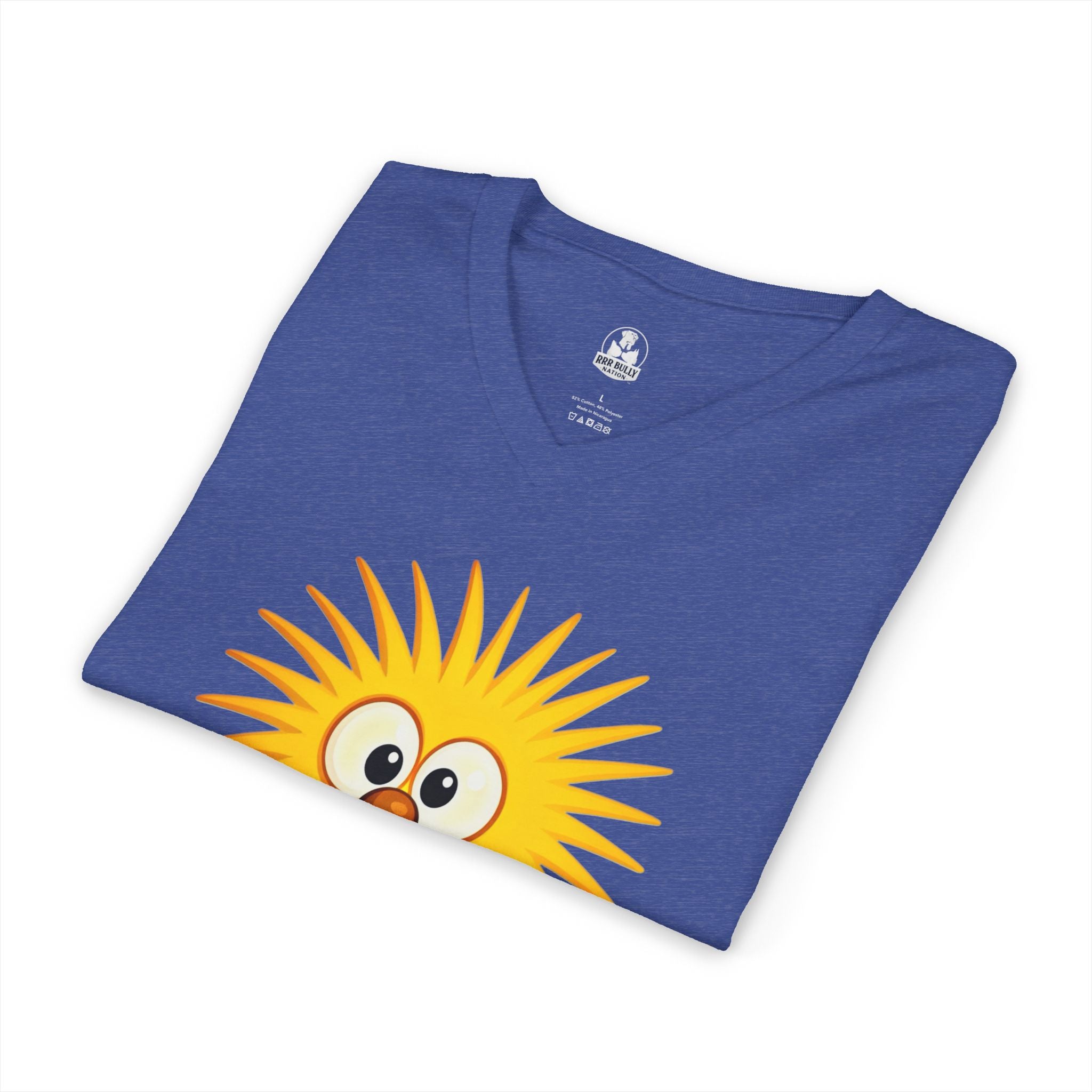 Vib’n IG-Man Women’s V-Neck Shirt, WhimsyWear Graphic Tee, Funny Cartoon Character V-Neck, Happy Vibes Women’s Tee, Positive Energy Shirt