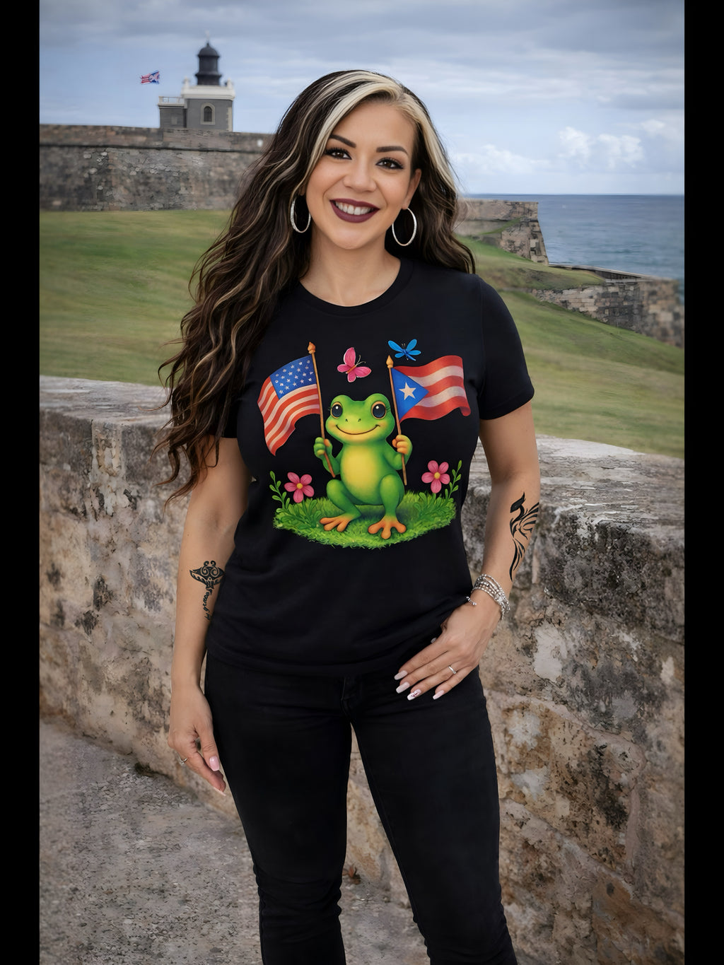 Coqui Frog Shirt, Puerto Rican Pride Tee, Boricua Gift, Puerto Rico USA Flag Shirt, Coqui Frog Graphic Tee, Cultural Heritage T-Shirt, Unisex Cotton Tee n Tee