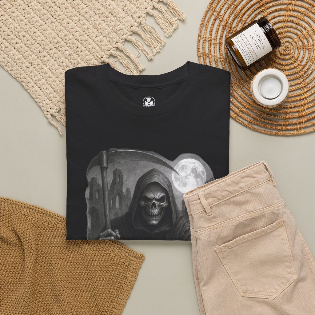 Grim Reaper Checkmate T-Shirt, Gothic Chess Graphic Tee, Dark Streetwear Shirt, Skull and Chessboard Apparel, Urban Edge™ Checkmate