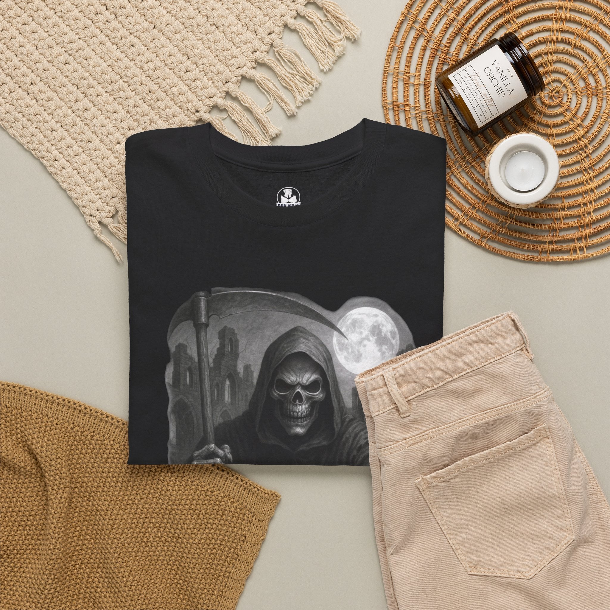 Grim Reaper Checkmate T-Shirt, Gothic Chess Graphic Tee, Dark Streetwear Shirt, Skull and Chessboard Apparel, Urban Edge™ Checkmate