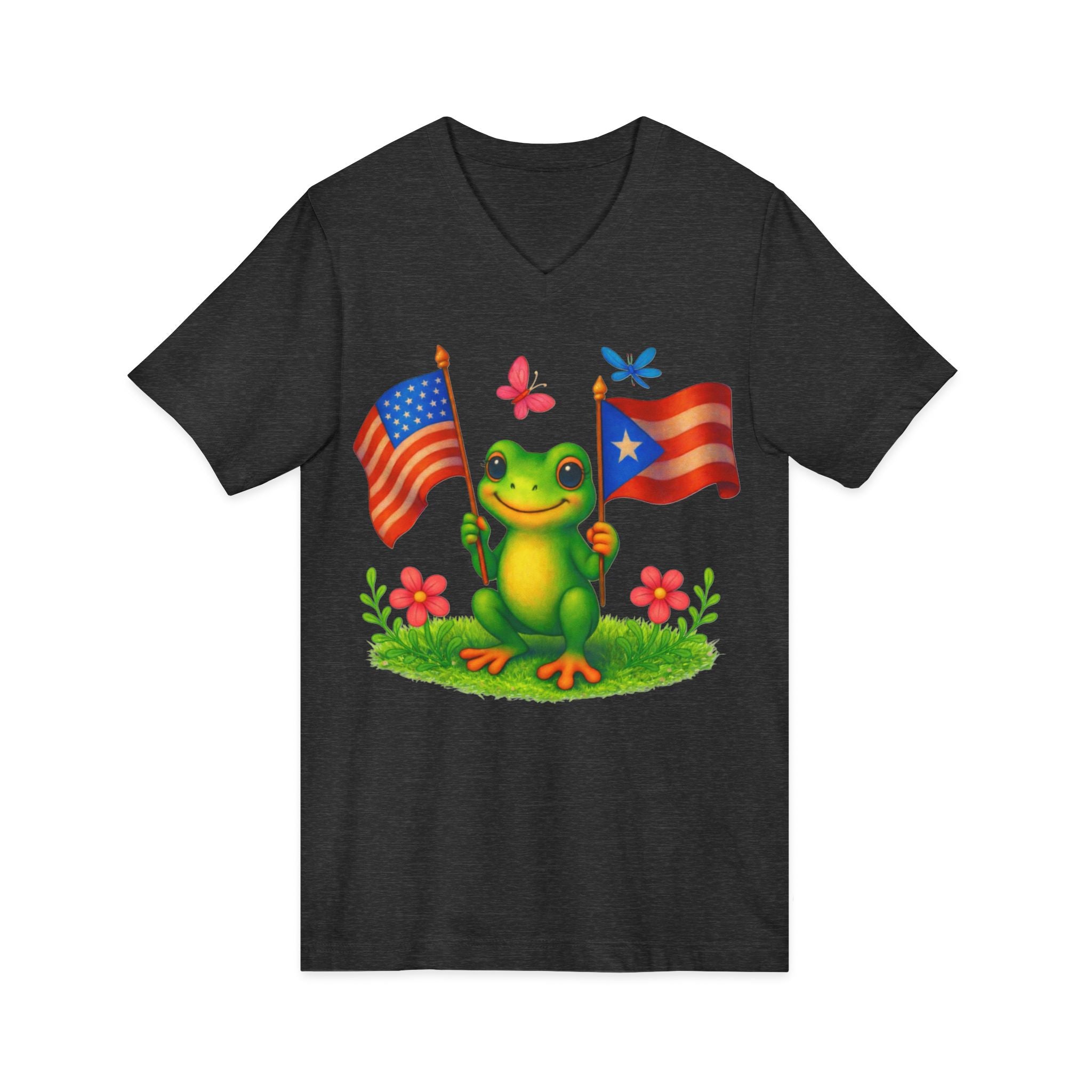 Coqui Frog Shirt, Puerto Rican Pride Tee, Boricua Gift, Puerto Rico USA Flag Shirt, Coqui Frog Graphic Tee, Cultural Heritage T-Shirt, Unisex Cotton Tee n Tee