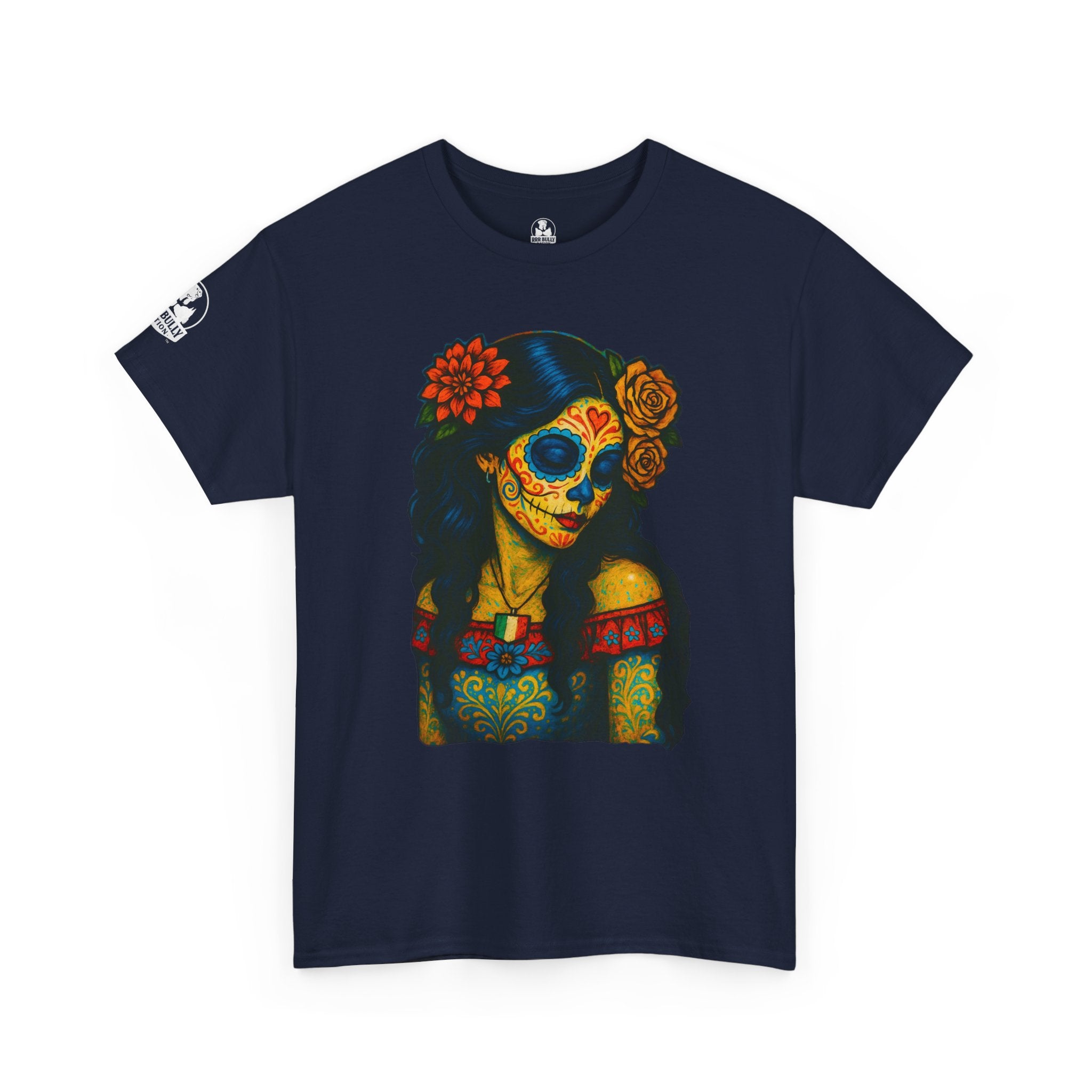 Sugar Skull Woman Shirt, Day of the Dead Graphic Tee, Colorful Skull Art Shirt, Dia de los Muertos Gift, Gothic Art T-Shirt, Unisex Cotton Tee