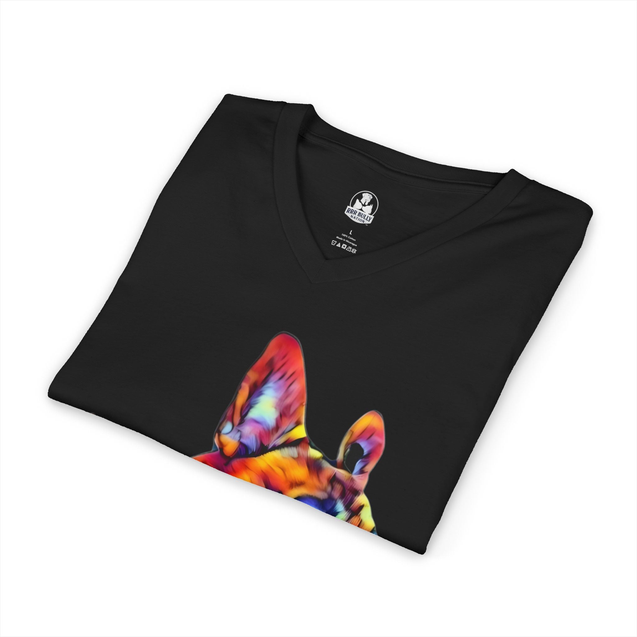 French Bulldog Women’s V-Neck T-Shirt, Colorful Frenchie Graphic Tee, Dog Lover Gift for Women, French Bulldog Art Shirt, Spectrum™